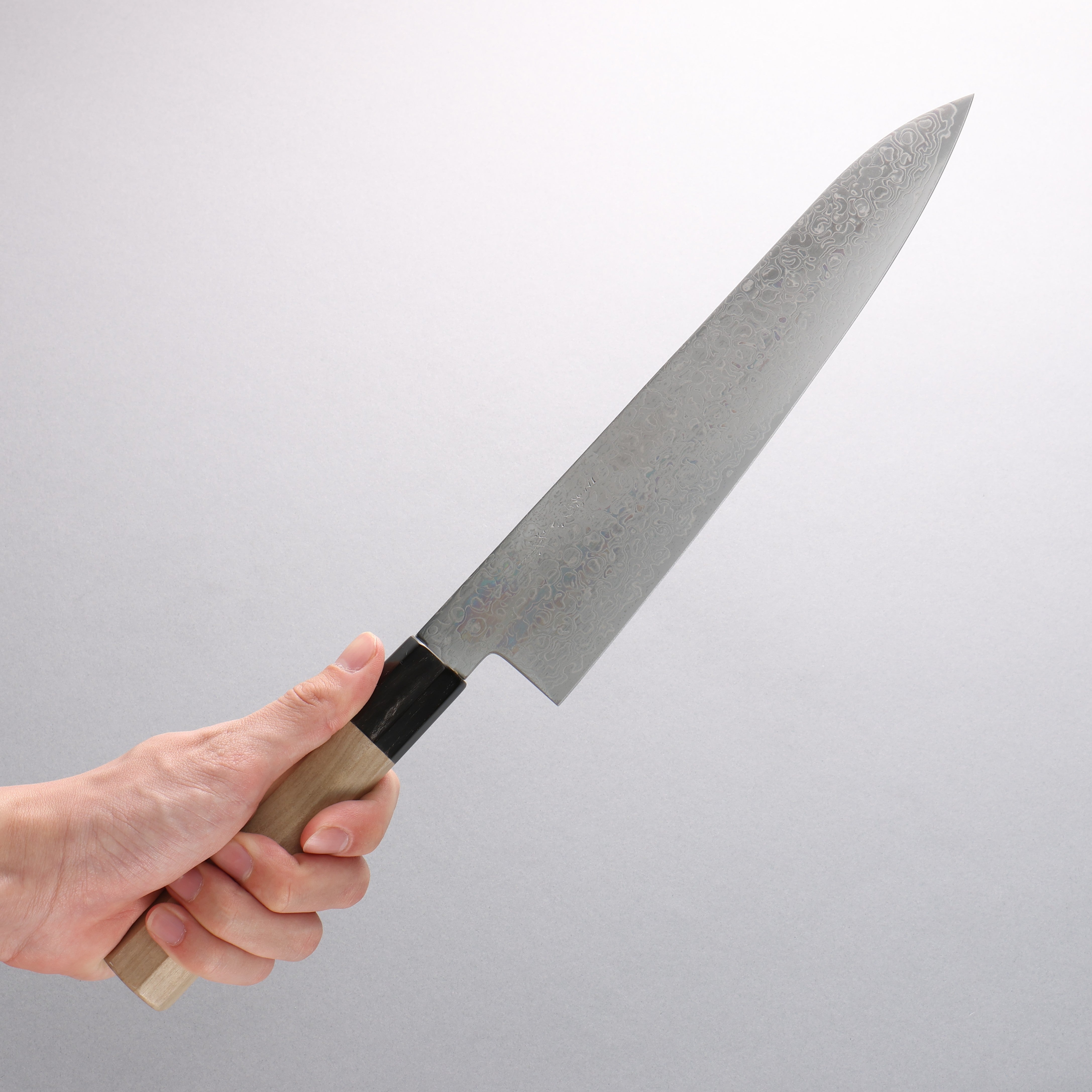 三寿ゞ (Misuzu) AUS10 大馬士革紋 打磨處理 牛刀 240mm 木蘭 握把 - 清助刃物