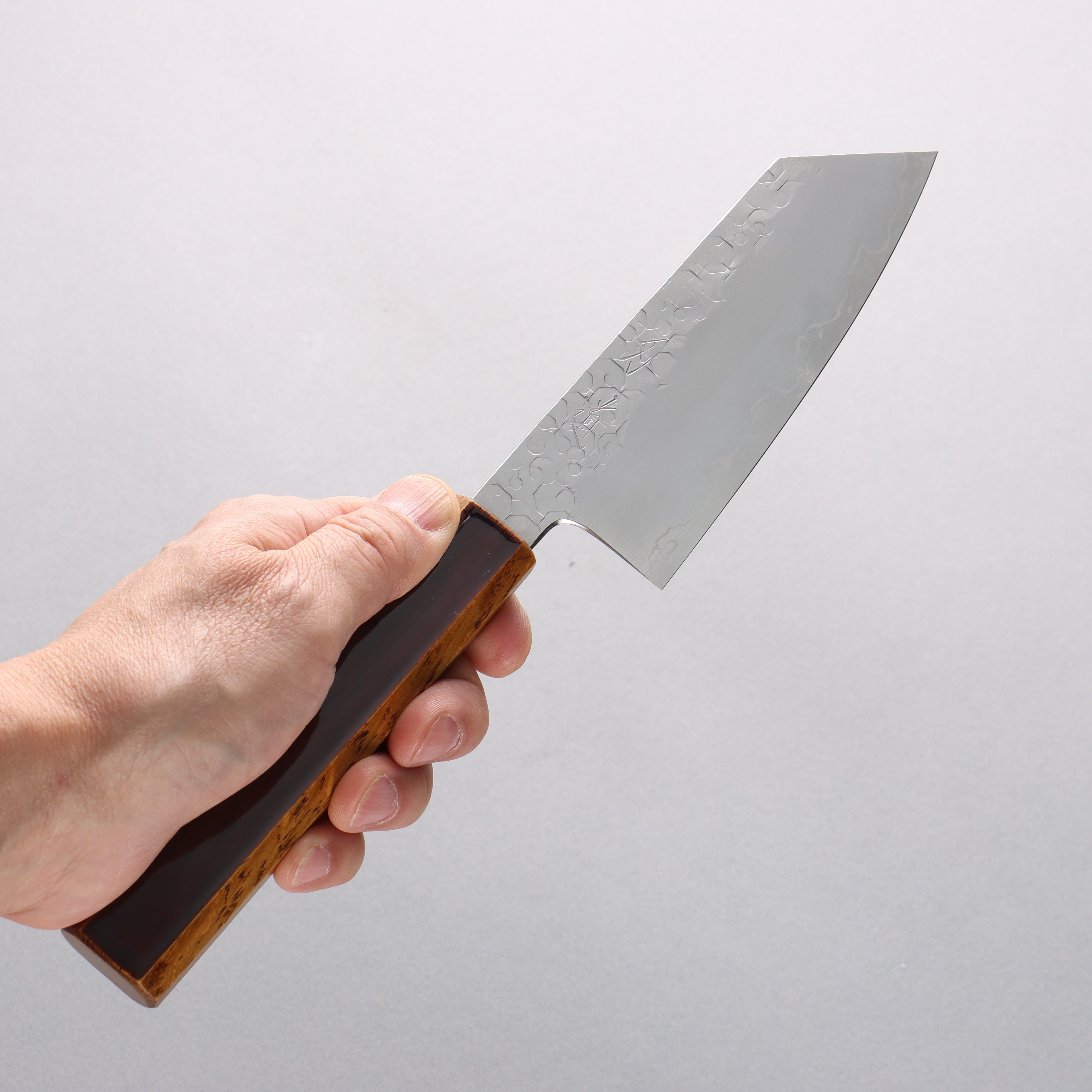 刃道 潮騒 SG2 鎚目 小文化刀 135mm 漆塗 (木地呂塗) 握把 - 清助刃物