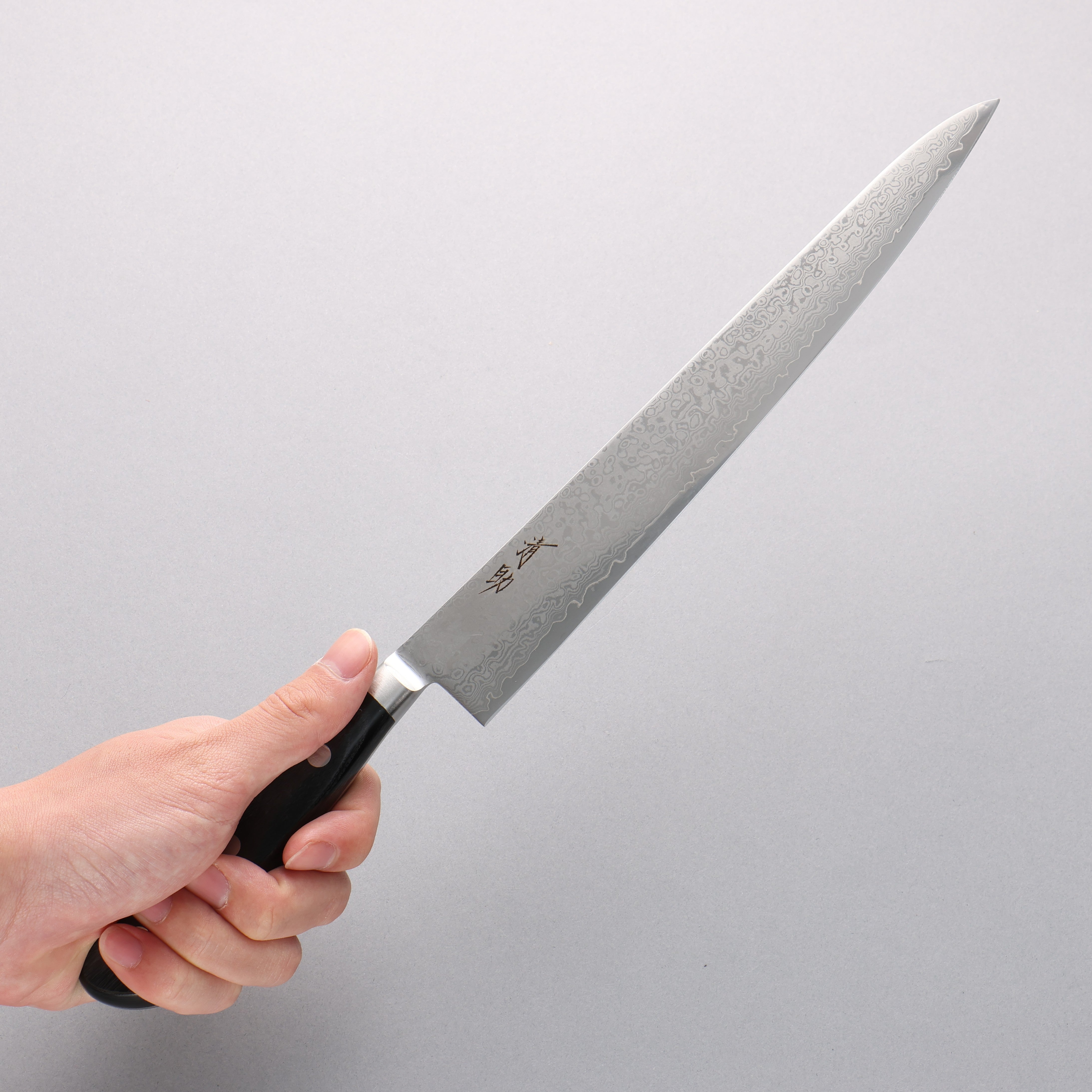 清助 VG10 33層 鏡面處理 大馬士革紋 筋引 240mm 黑合成木 握把 - 清助刃物