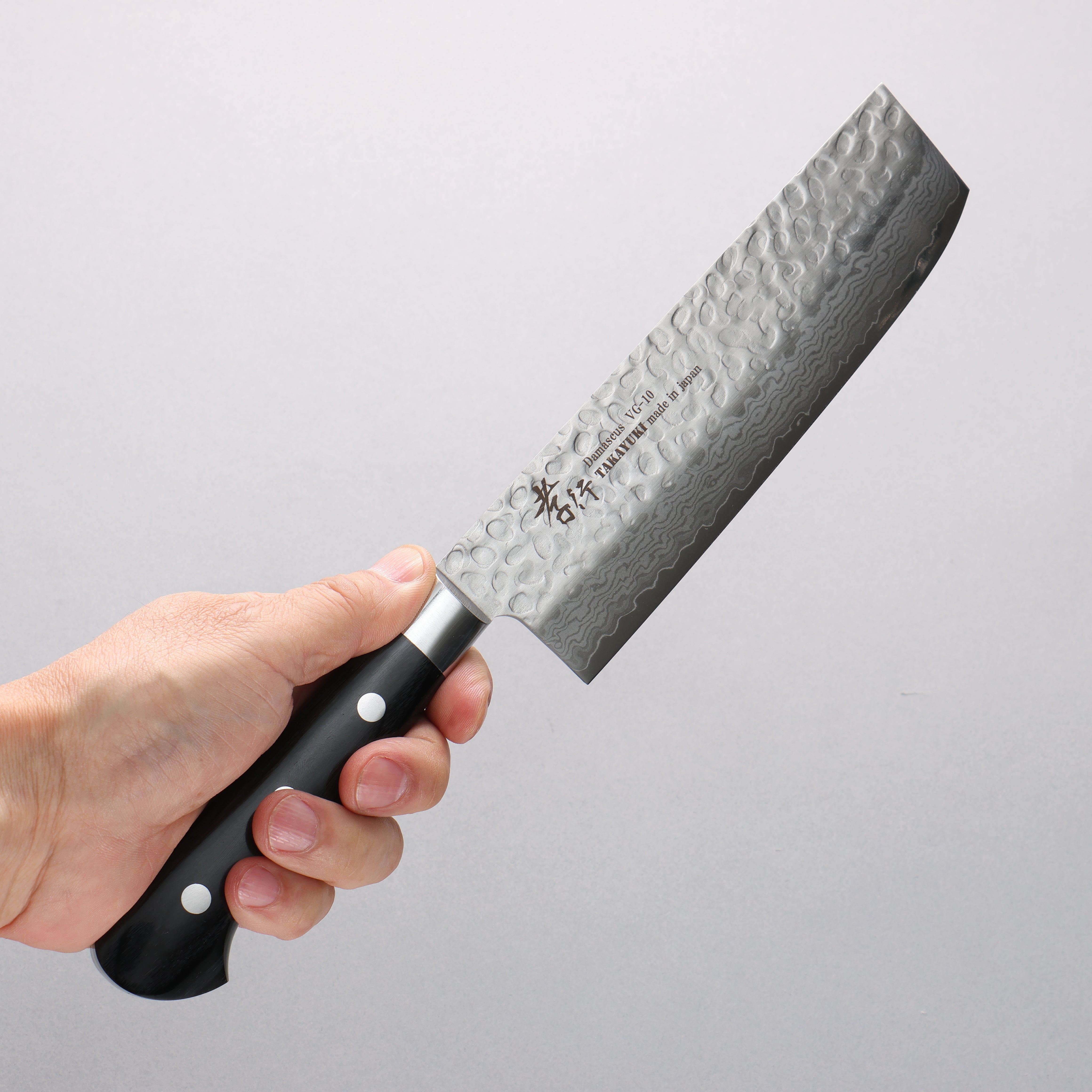 堺 孝行 VG10 鎚目 大馬士革紋 17層 菜切 160mm 黑合成木 握把 - 清助刃物