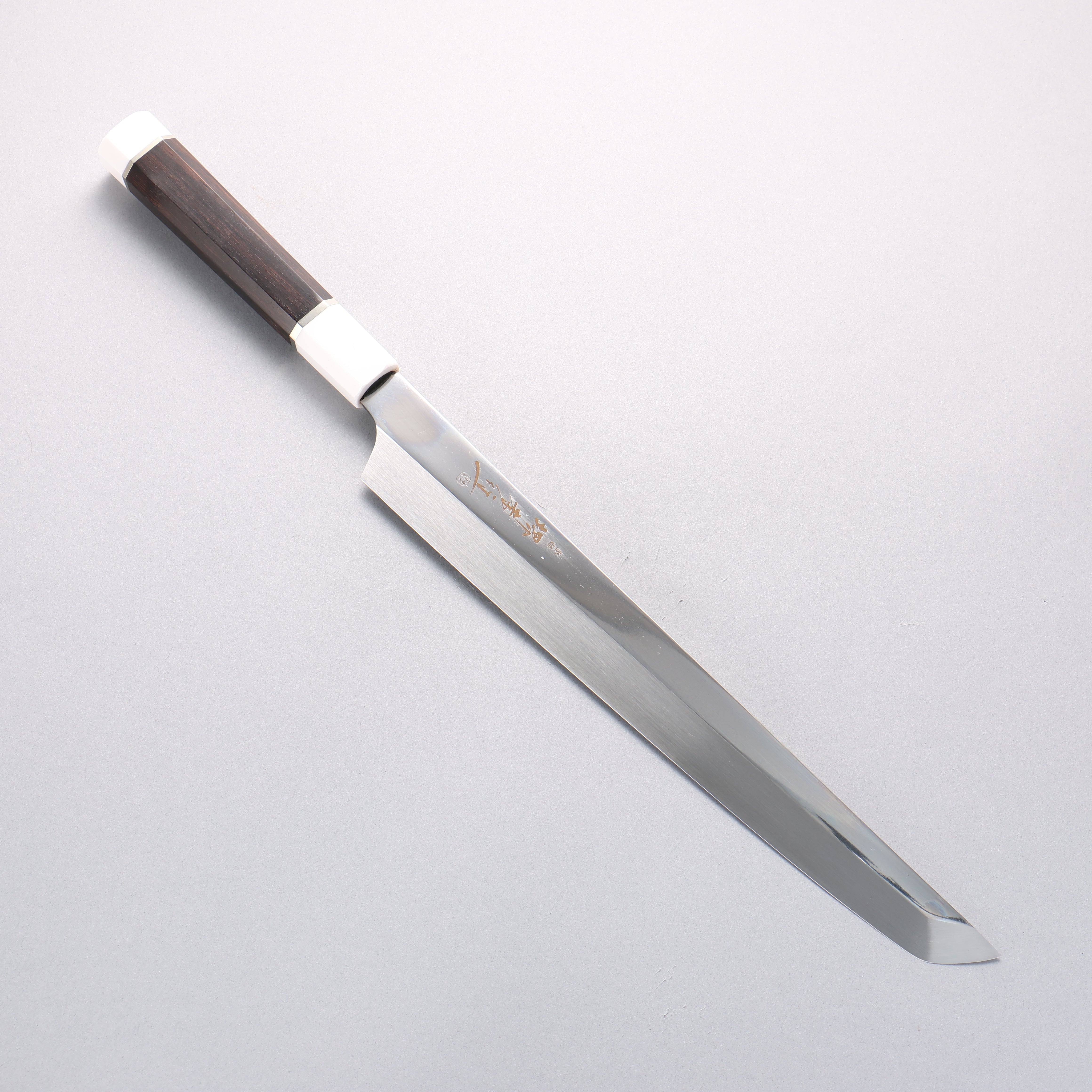 堺 孝行 銀龍 本燒 瑞典鋼 鏡面處理 先丸柳刃 300mm 黑檀握把 附刀鞘 - 清助刃物