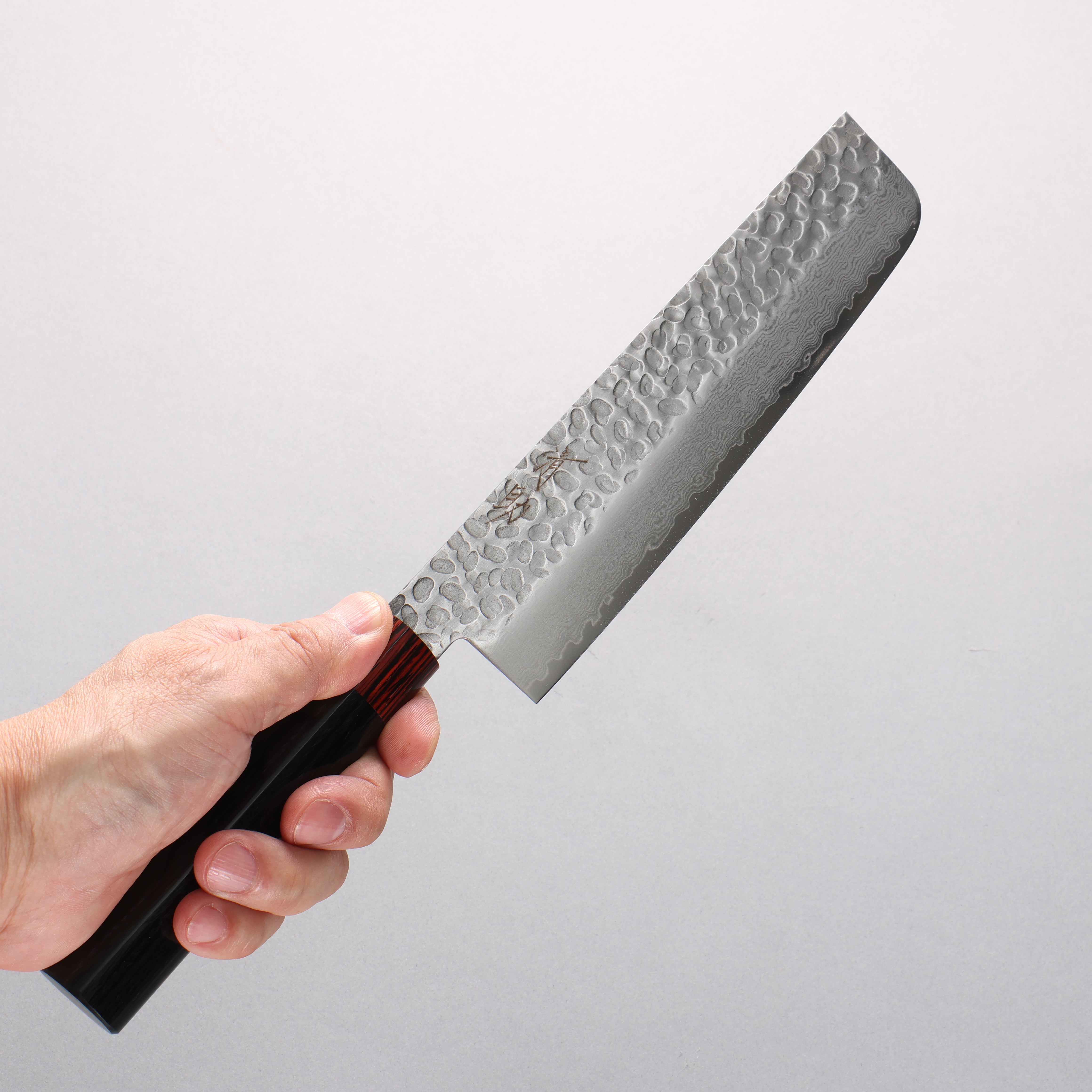 清助 VG10 33層 鎚目 大馬士革紋 菜切 180mm 黑合成木 握把 - 清助刃物