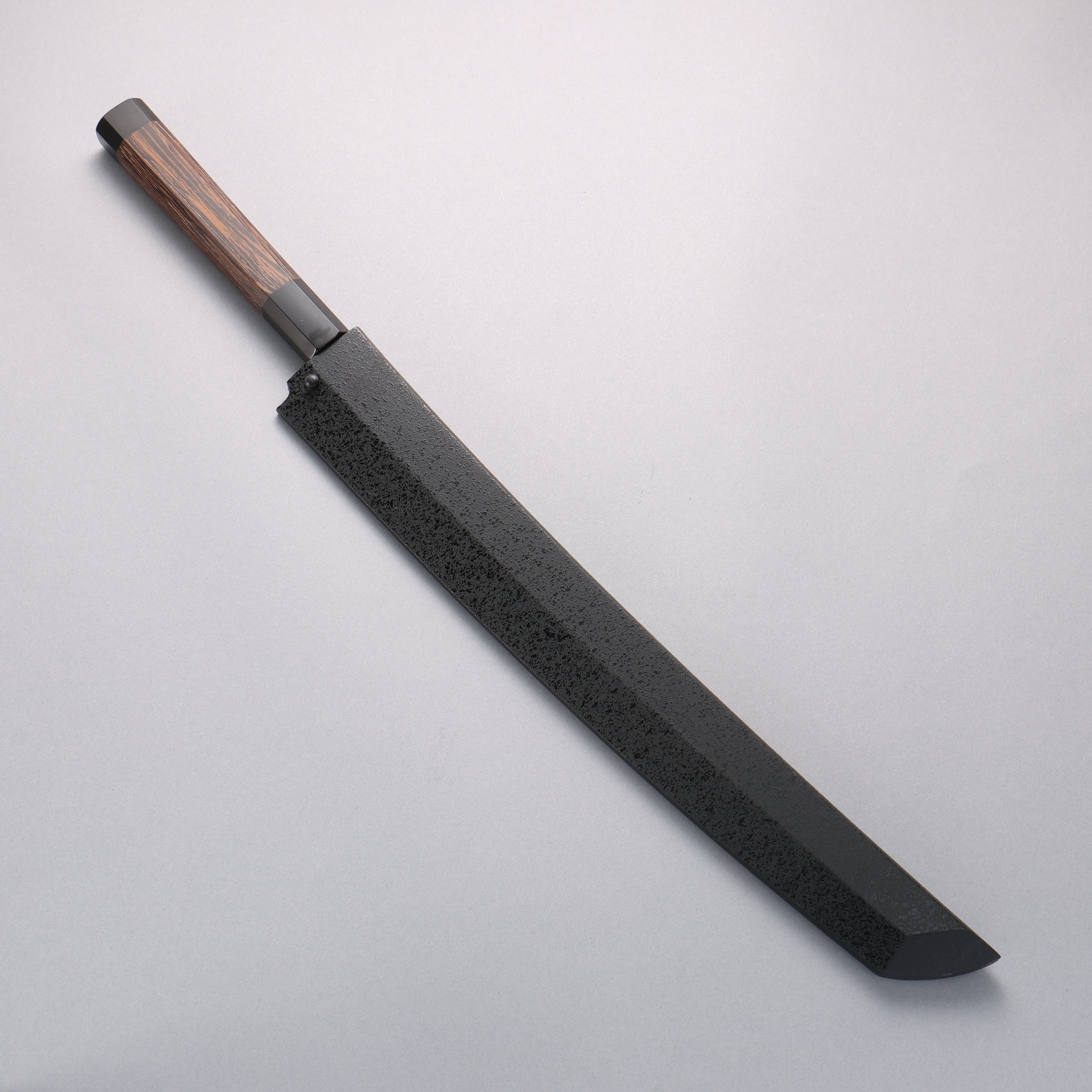 堺 孝行 斬月 炎天 銀三鋼 大馬士革紋 先丸柳刃 330mm 雞翅木(兩側帶水牛環型設計) 握把 附刀鞘 - 清助刃物