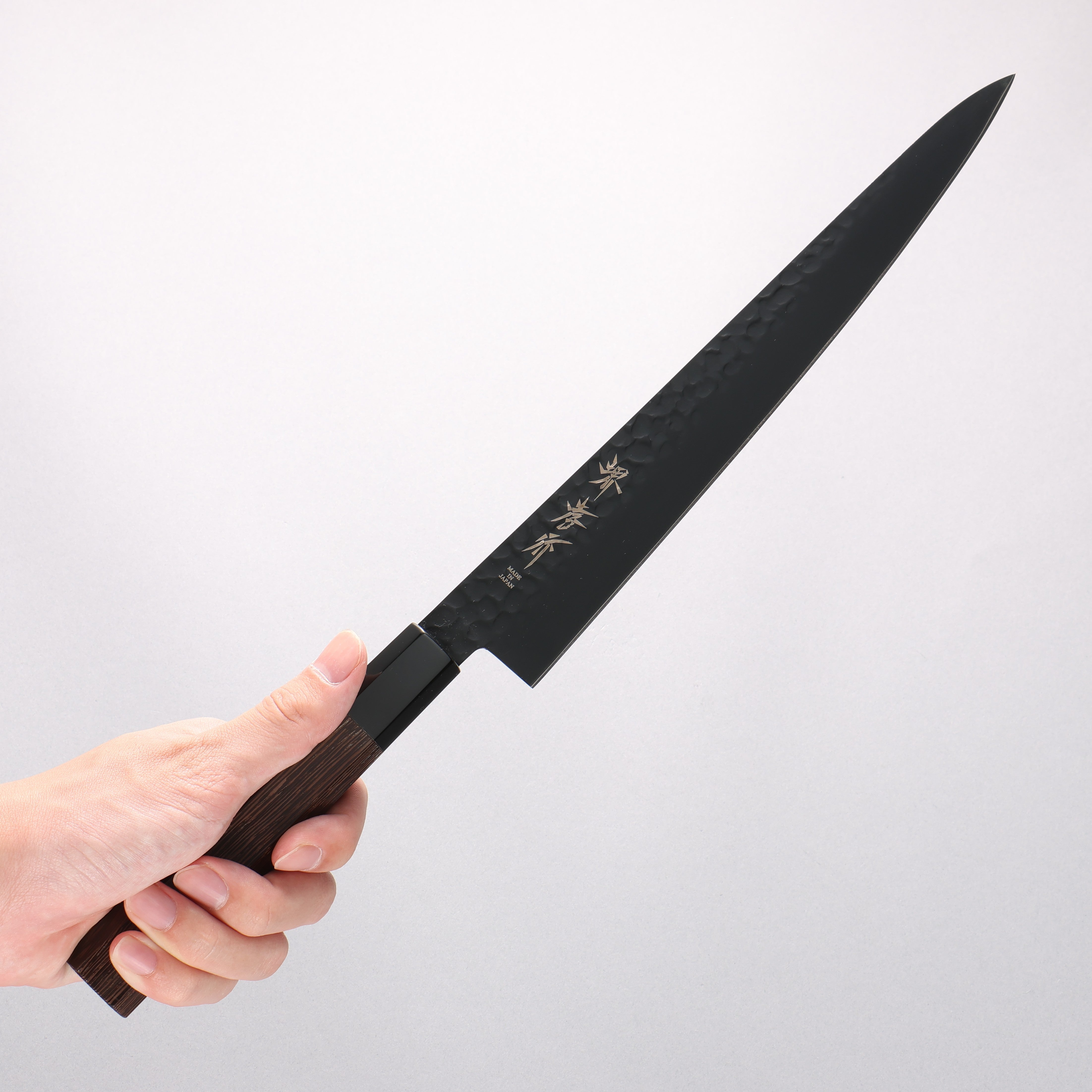 堺 孝行 黑影 VG10 鎚目 鐵氟龍塗層 筋引 240mm 雞翅木 握把 - 清助刃物