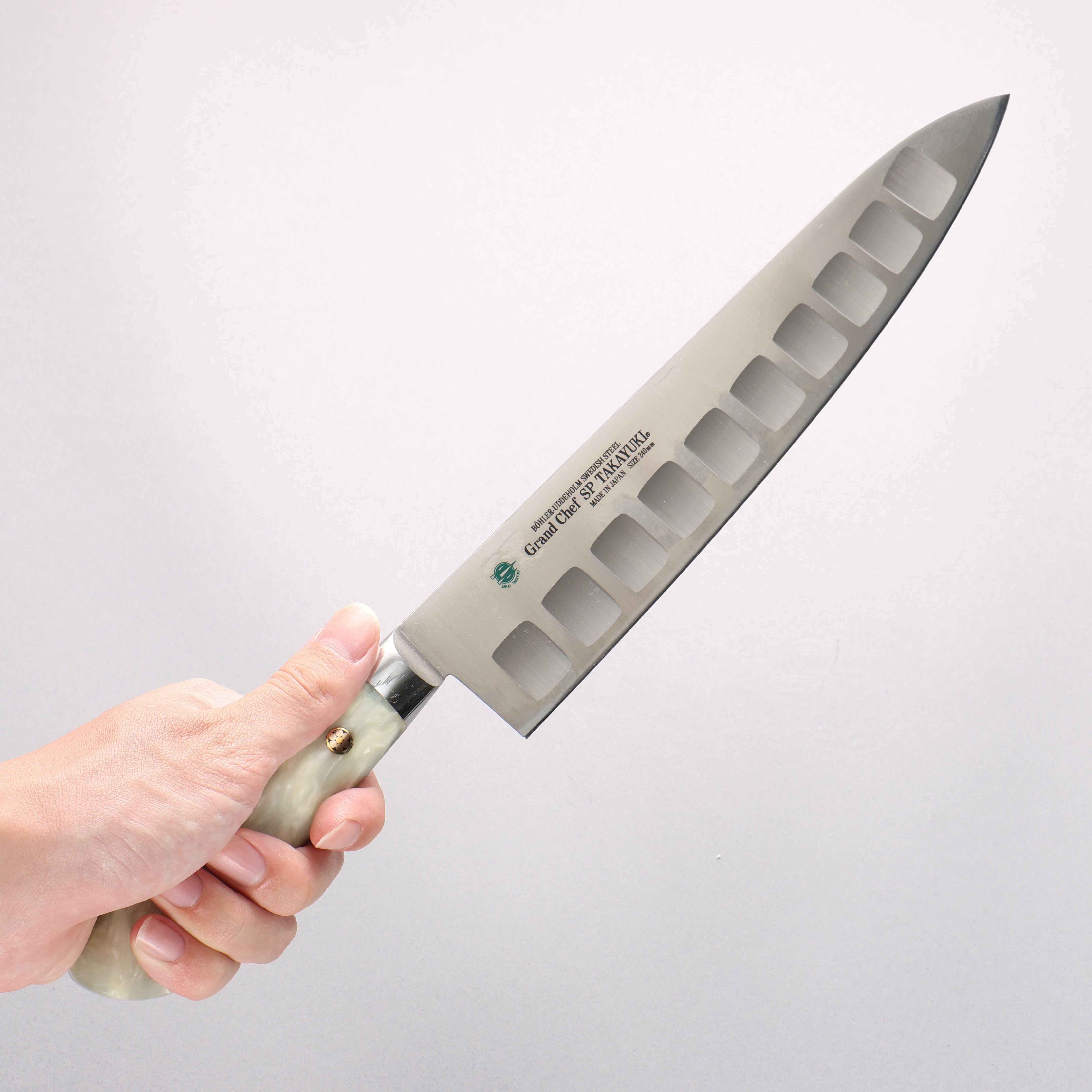 堺 孝行 大廚系列 SP 瑞典鋼 牛刀鮭魚刀型 240mm SP Type III (珍珠) 握把 - 清助刃物