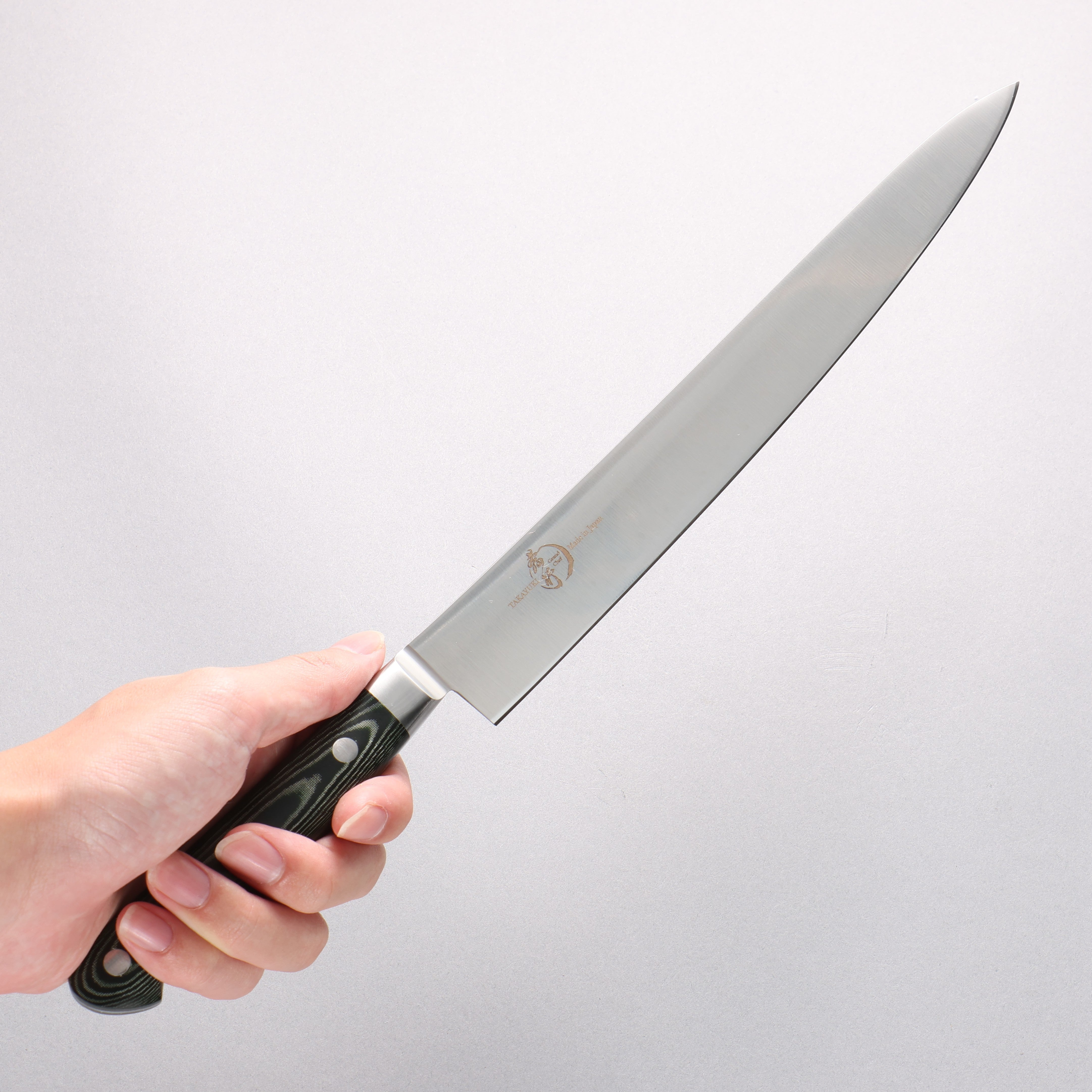 堺 孝行 大廚系列 大廚系列 瑞典鋼 筋引 240mm 綠米卡塔(樹脂複合材料) 握把 - 清助刃物