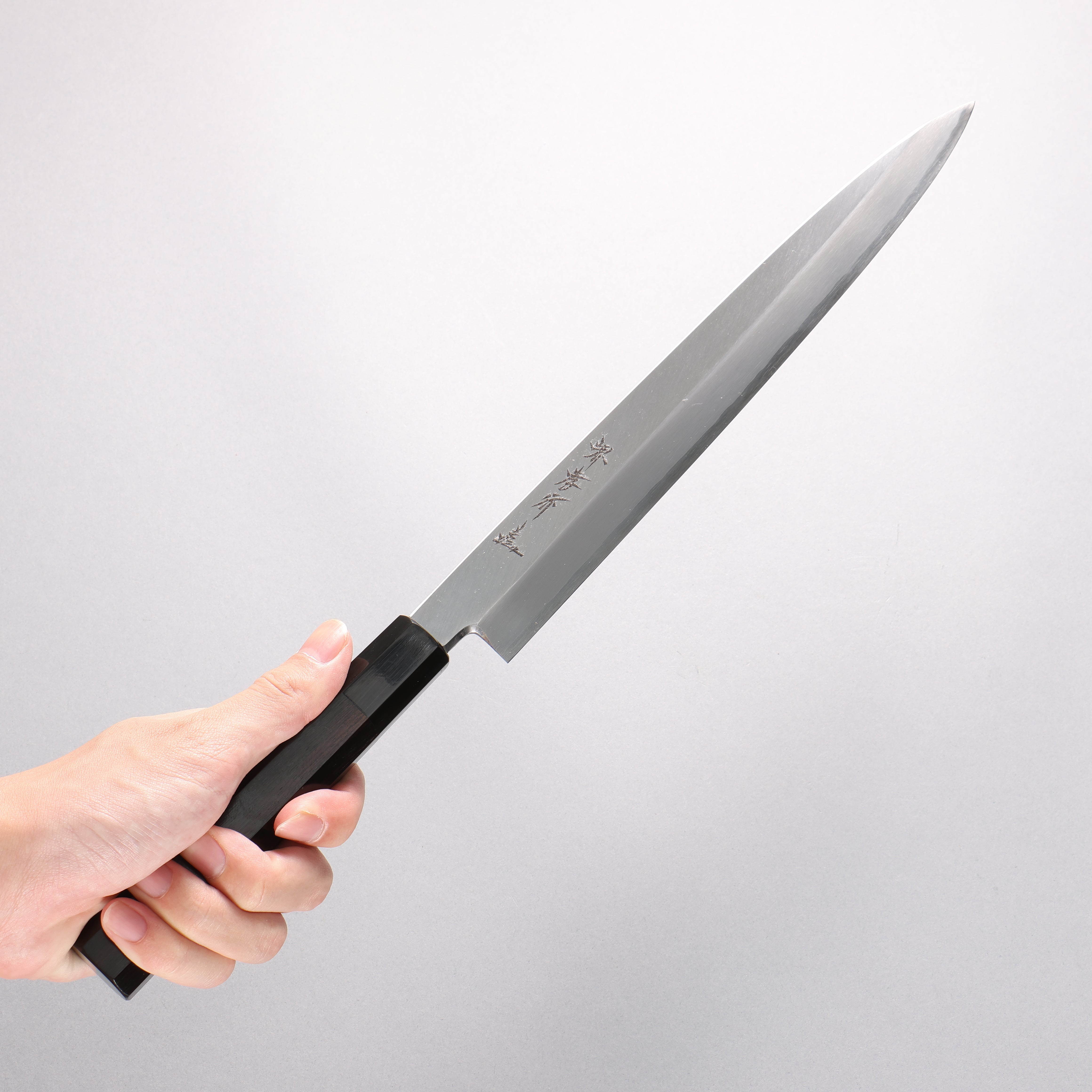 堺 孝行 銀三鋼 柳刃 270mm 黑檀 (口輪:黑水牛角) 握把 - 清助刃物