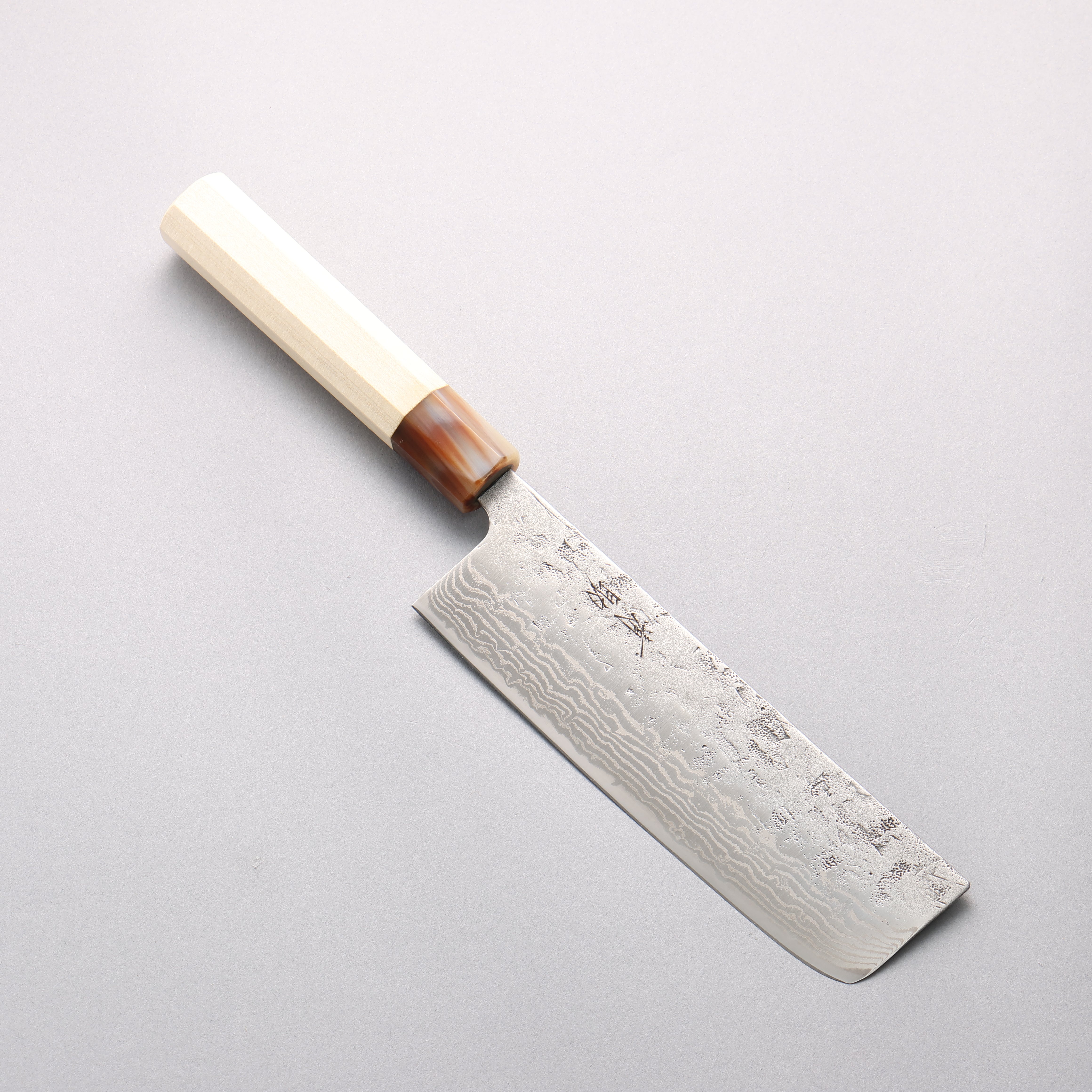 清助 瑞典鋼 大馬士革紋 和紙地 菜切 165mm 木蘭 握把 - 清助刃物