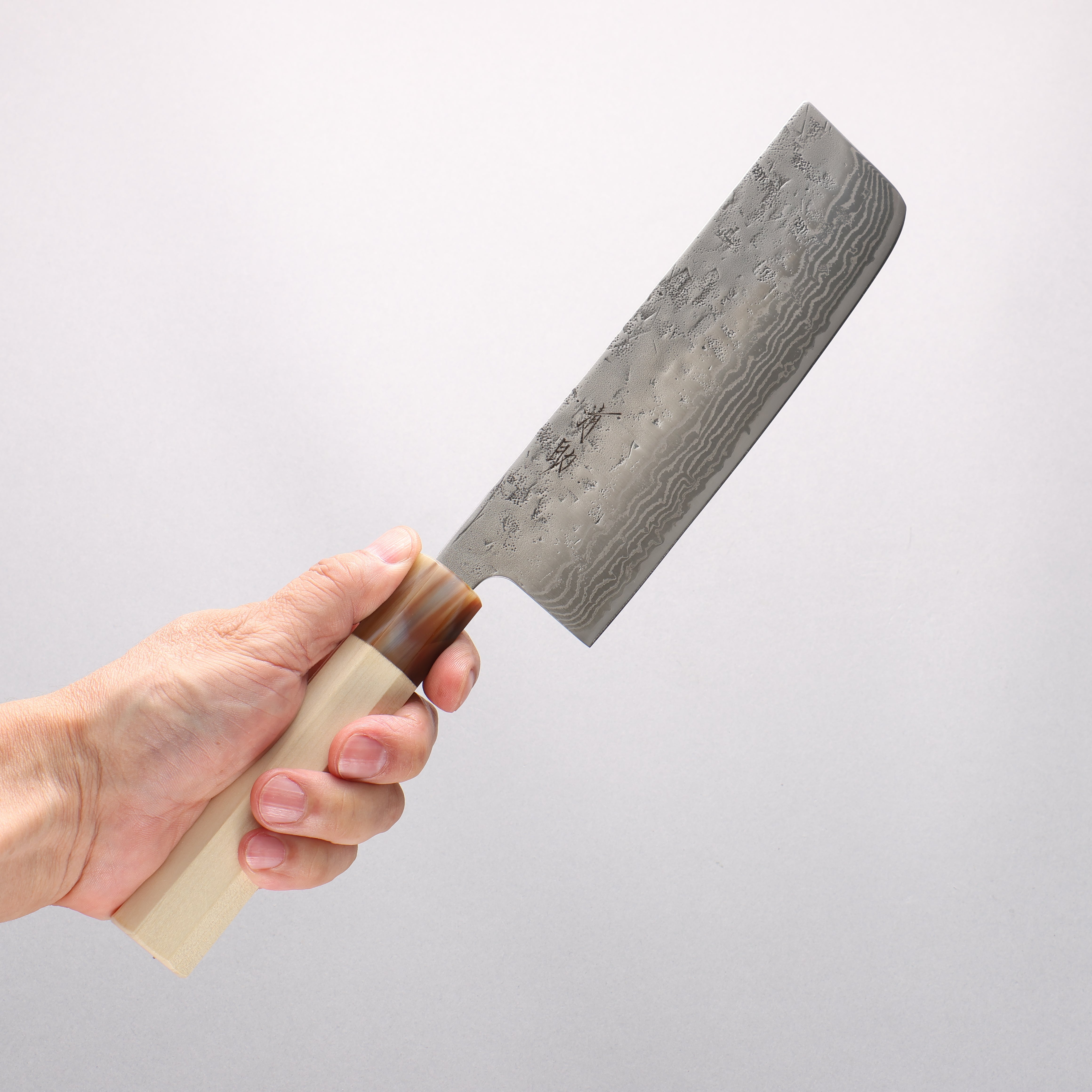 清助 瑞典鋼 大馬士革紋 和紙地 菜切 165mm 木蘭 握把 - 清助刃物