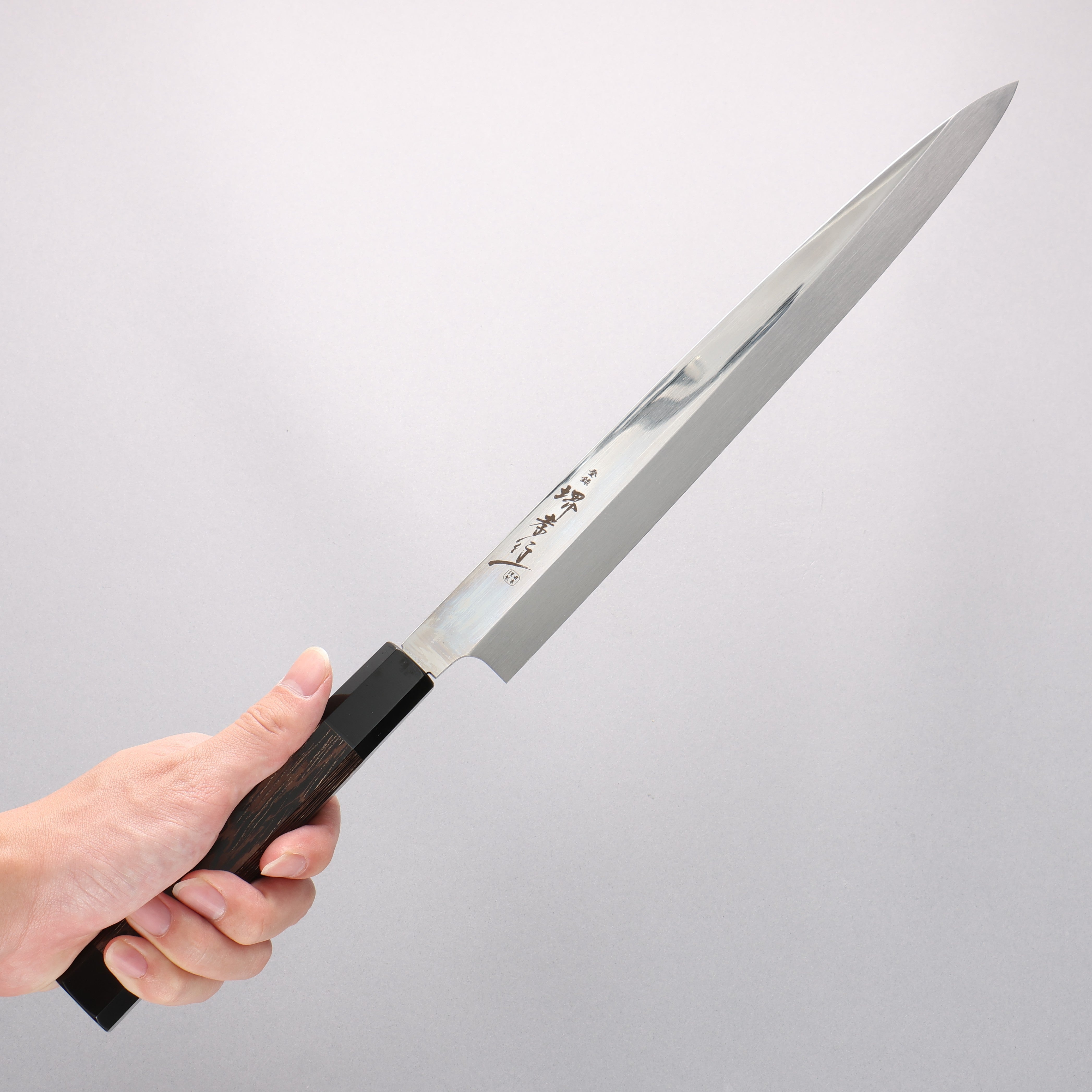 堺 孝行 銀龍 本燒 瑞典鋼 鏡面處理 柳刃 300mm 雞翅木(兩側帶水牛環型設計)握把 附刀鞘 - 清助刃物