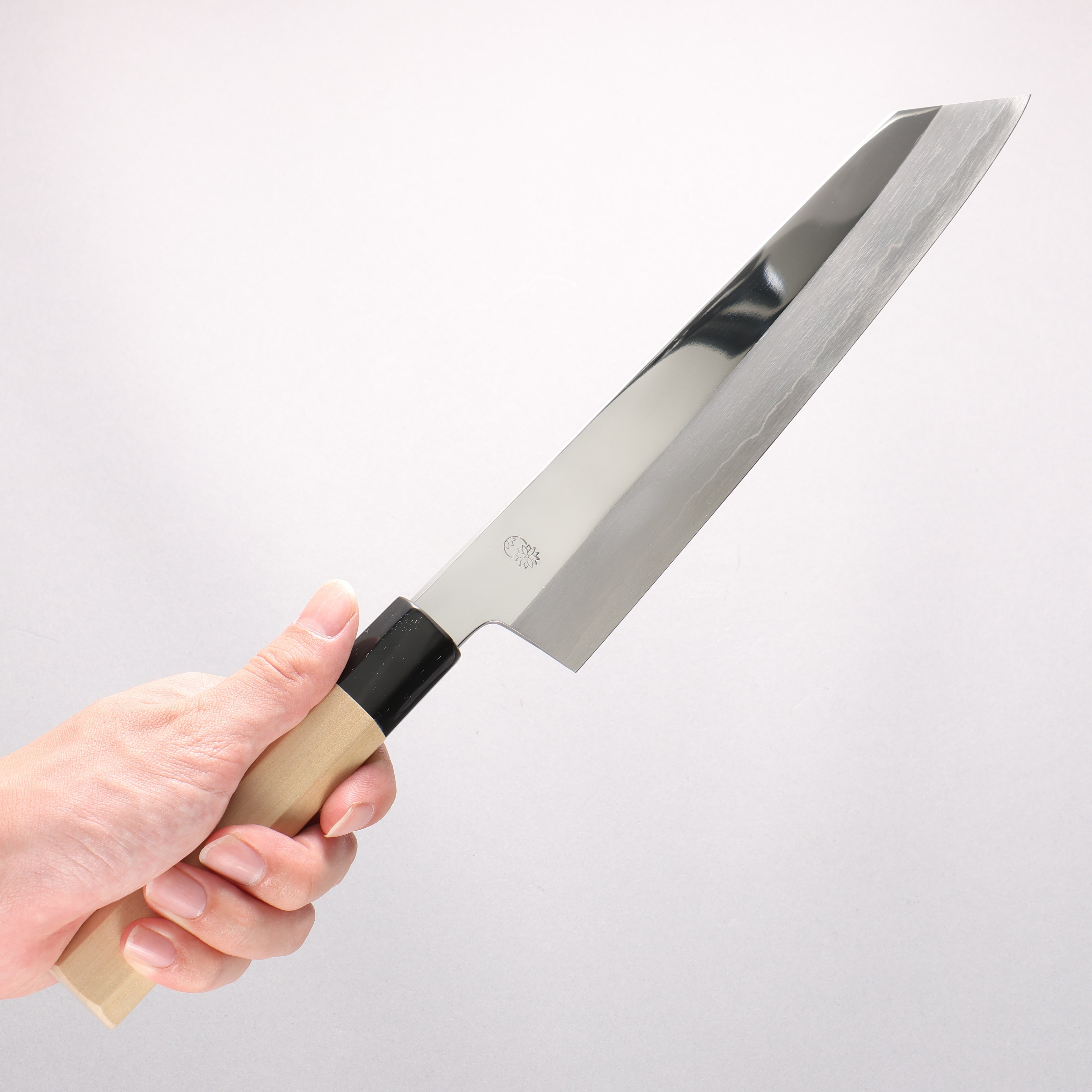 重陽 銀三鋼 鏡面處理 切付牛刀 240mm 木蘭握把 - 清助刃物