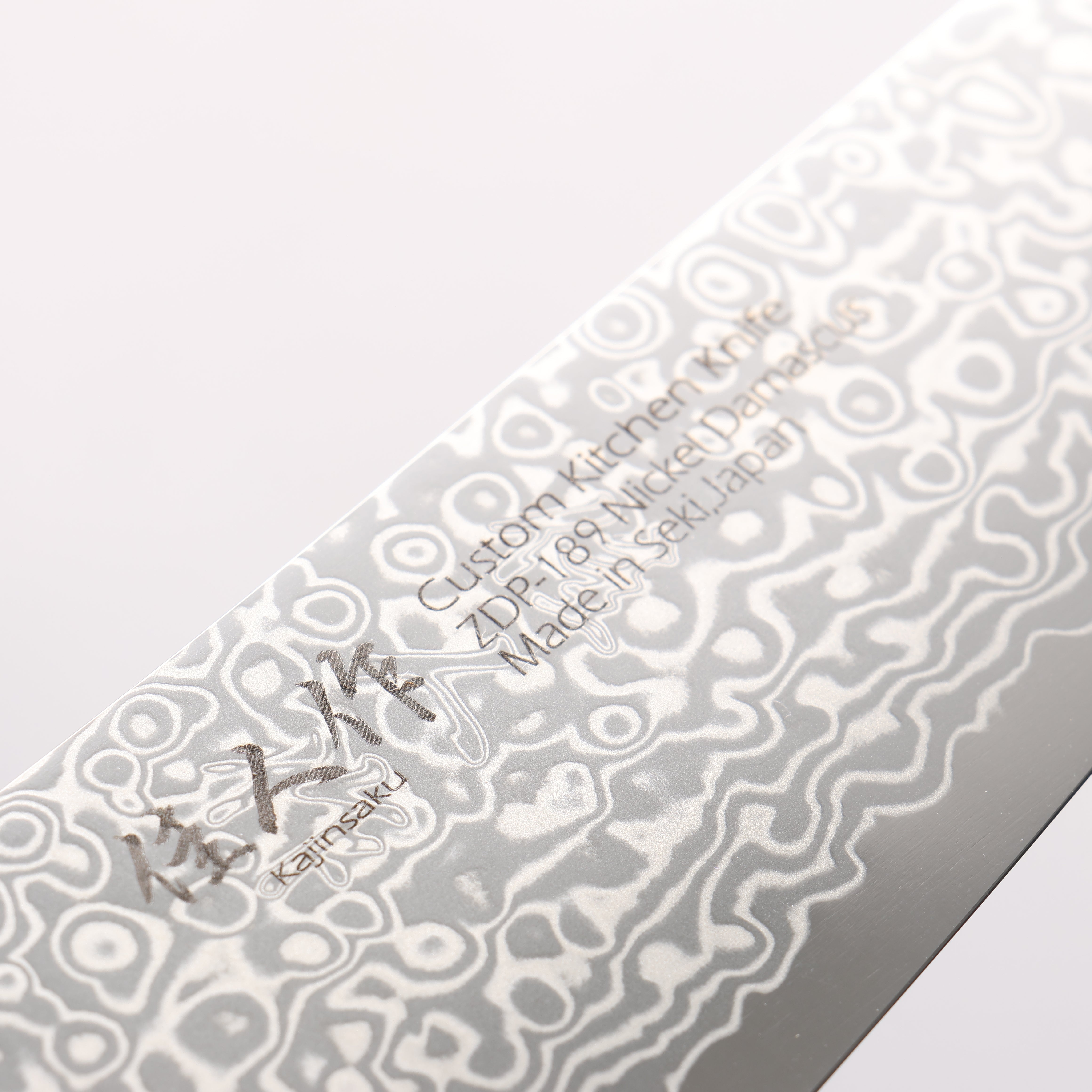 佳人 ZDP189 大馬士革紋 打磨處理 切付三德刀 165mm 鮑魚嵌細工 握把 - 清助刃物