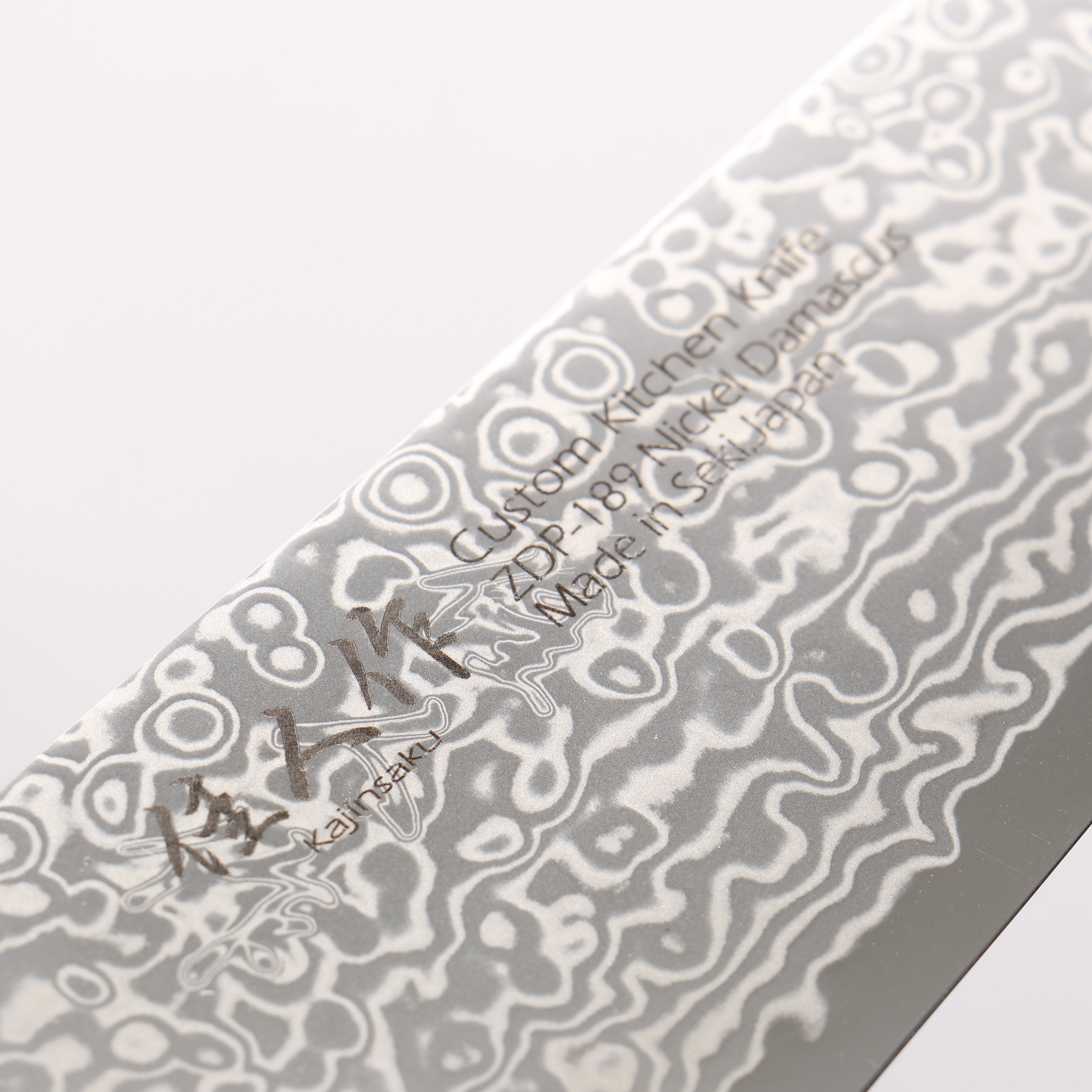 佳人 ZDP189 大馬士革紋 打磨處理 切付牛刀 210mm 哈納林瘤嵌細工 握把 - 清助刃物