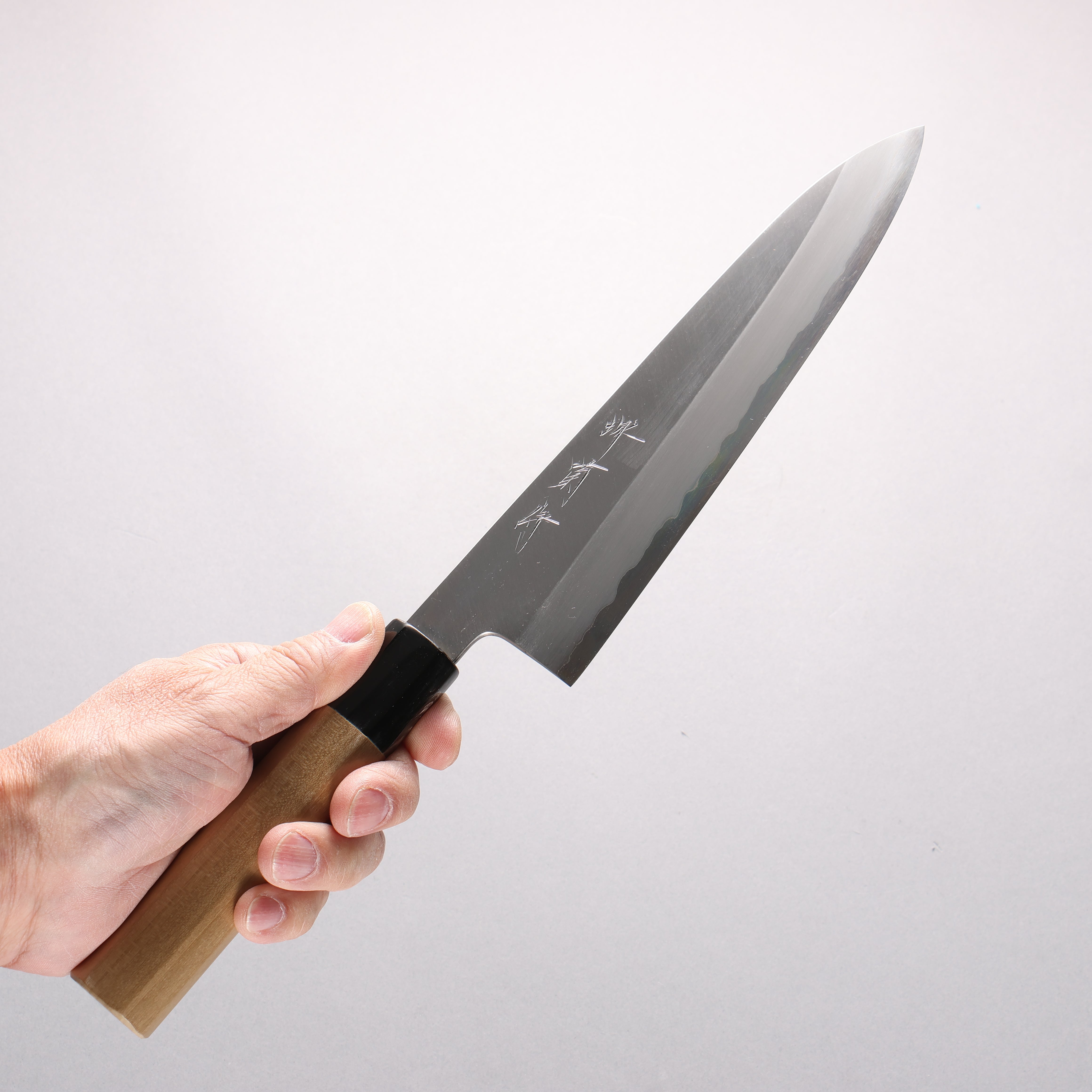 堺 菊守 白鋼一號 牛刀 210mm 木蘭(口輪:水牛角) 握把 - 清助刃物