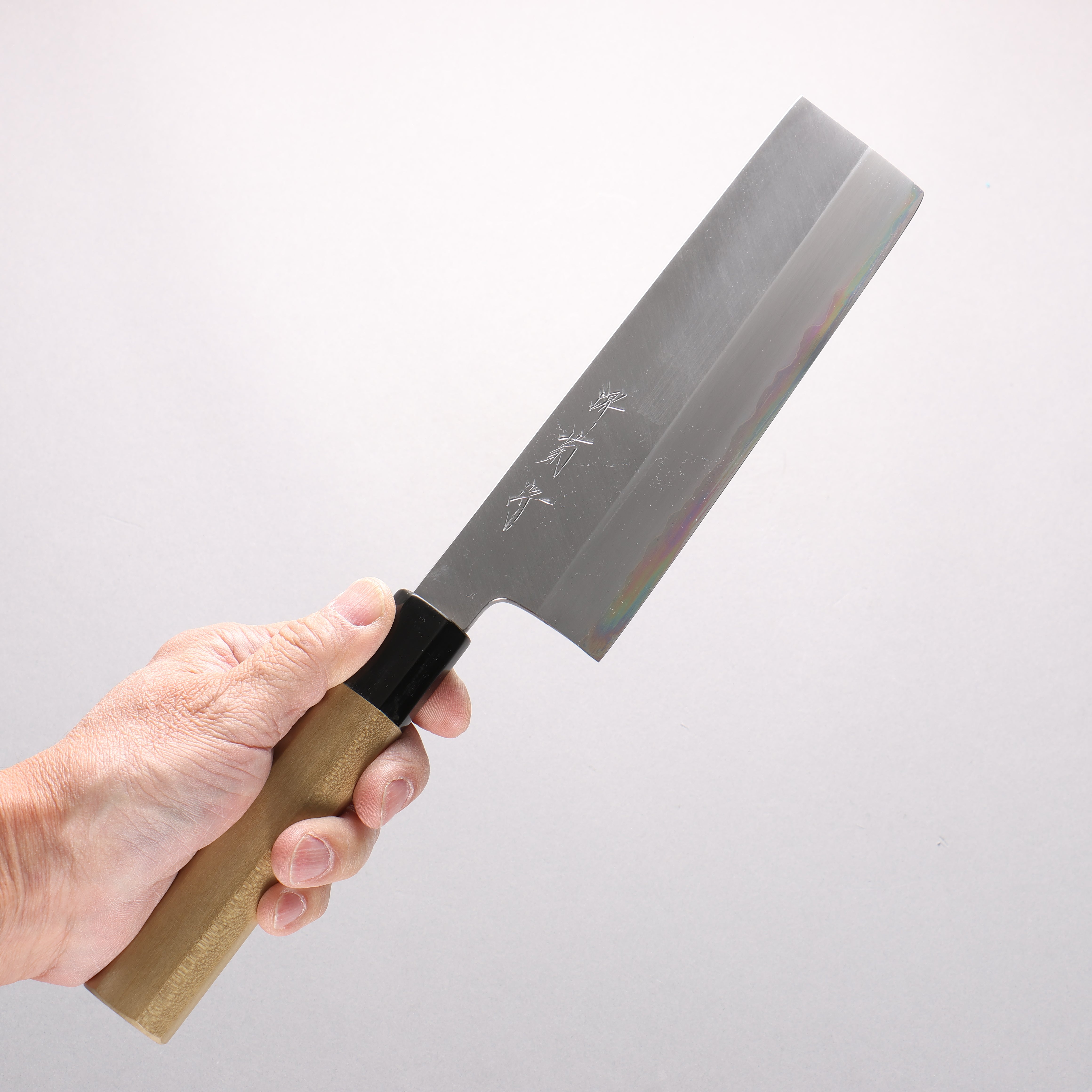 堺 菊守 白鋼一號 菜切 180mm 木蘭(口輪:水牛角) 握把 - 清助刃物