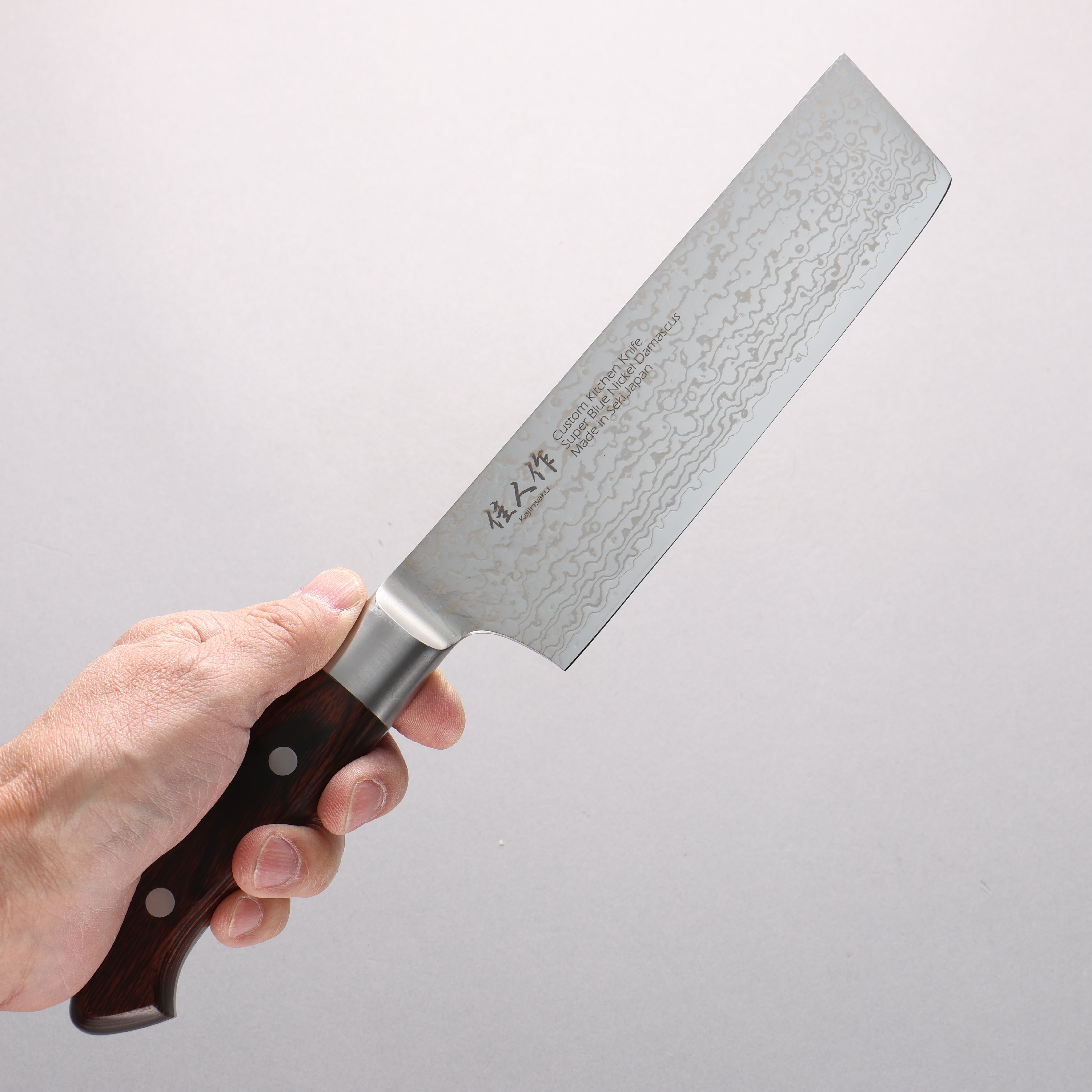 佳人 超級青鋼 大馬士革紋 菜切 175mm 桃花心木 握把 - 清助刃物