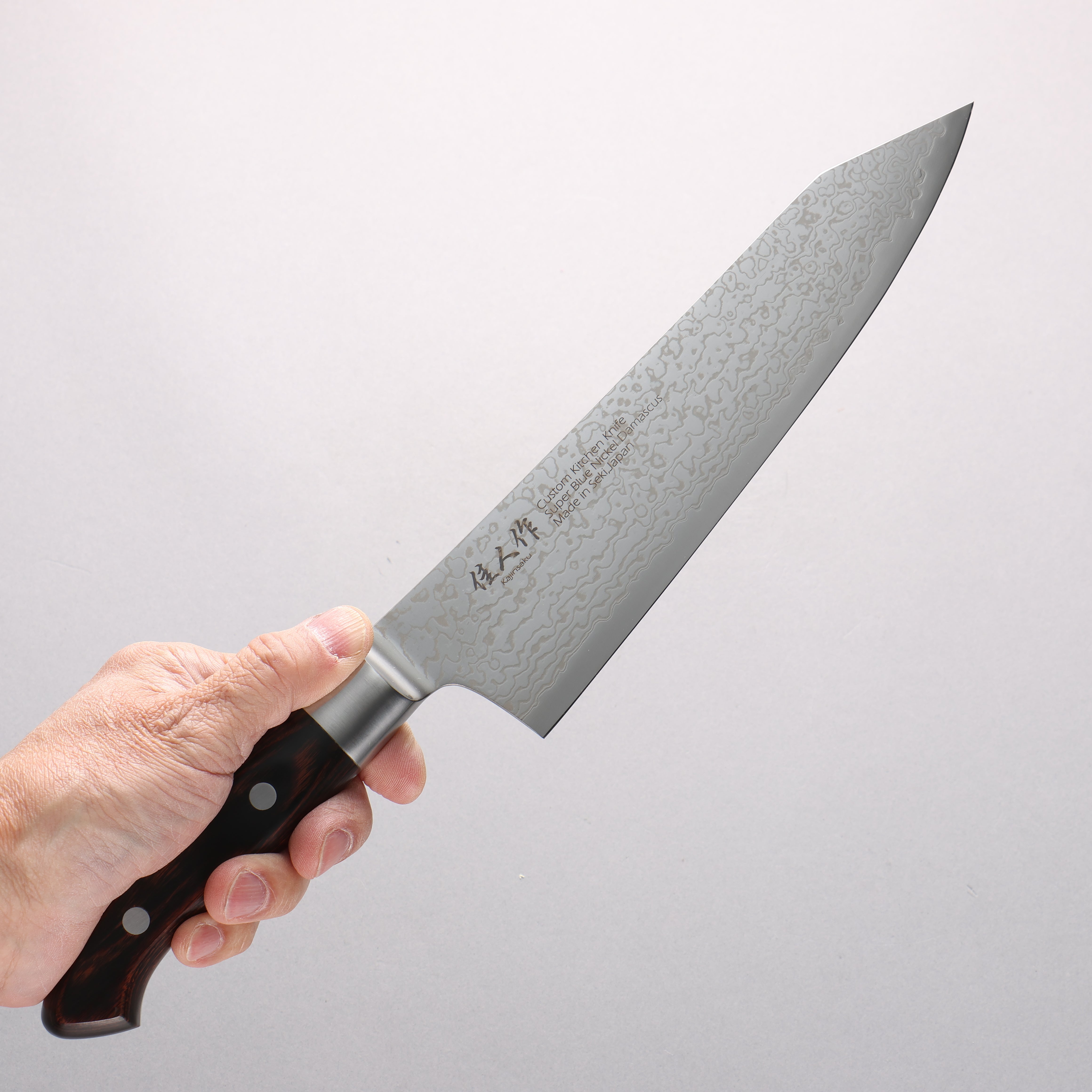 佳人 超級青鋼 大馬士革紋 切付牛刀 210mm 桃花心木 握把 - 清助刃物