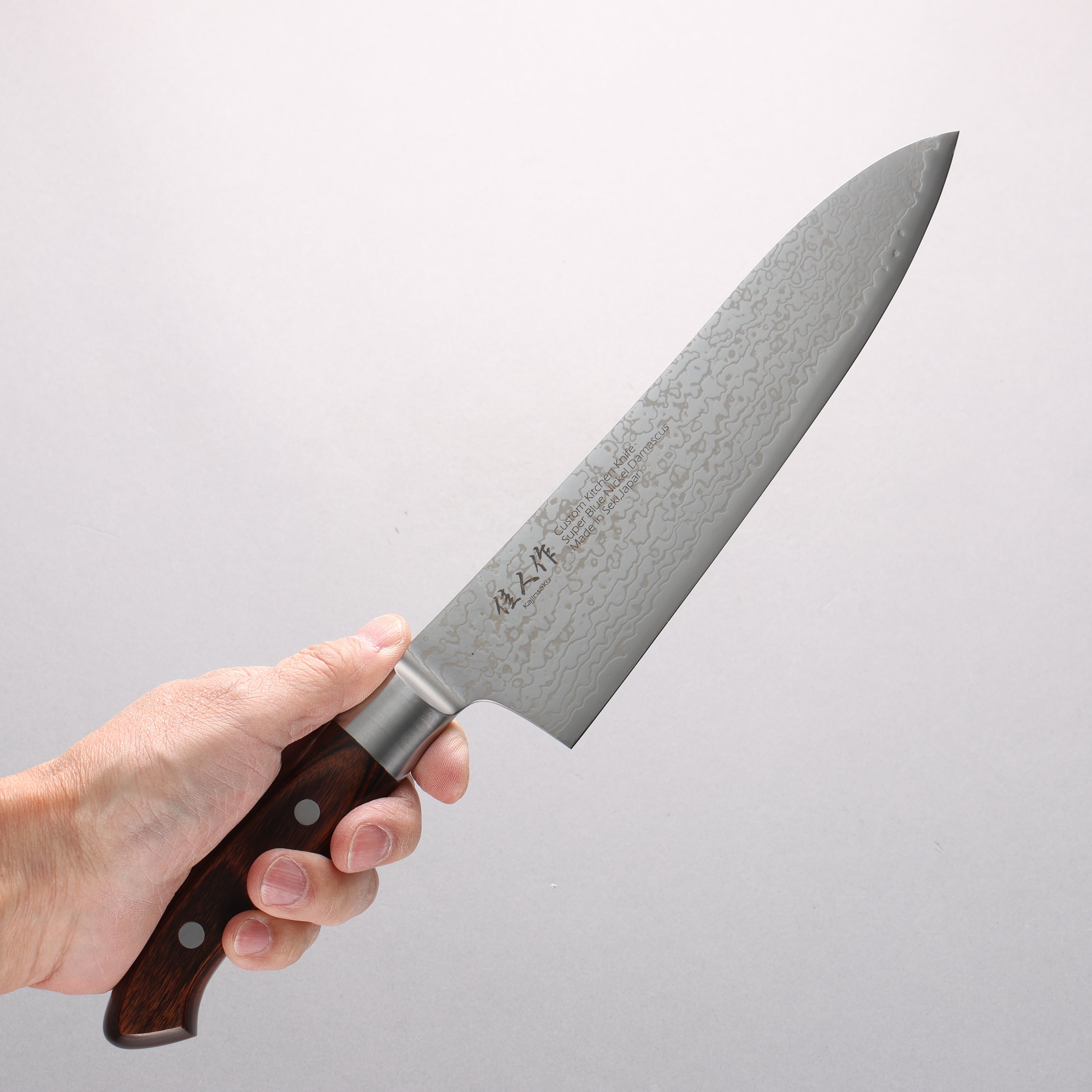 佳人 超級青鋼 大馬士革紋 牛刀 210mm 桃花心木 握把 - 清助刃物