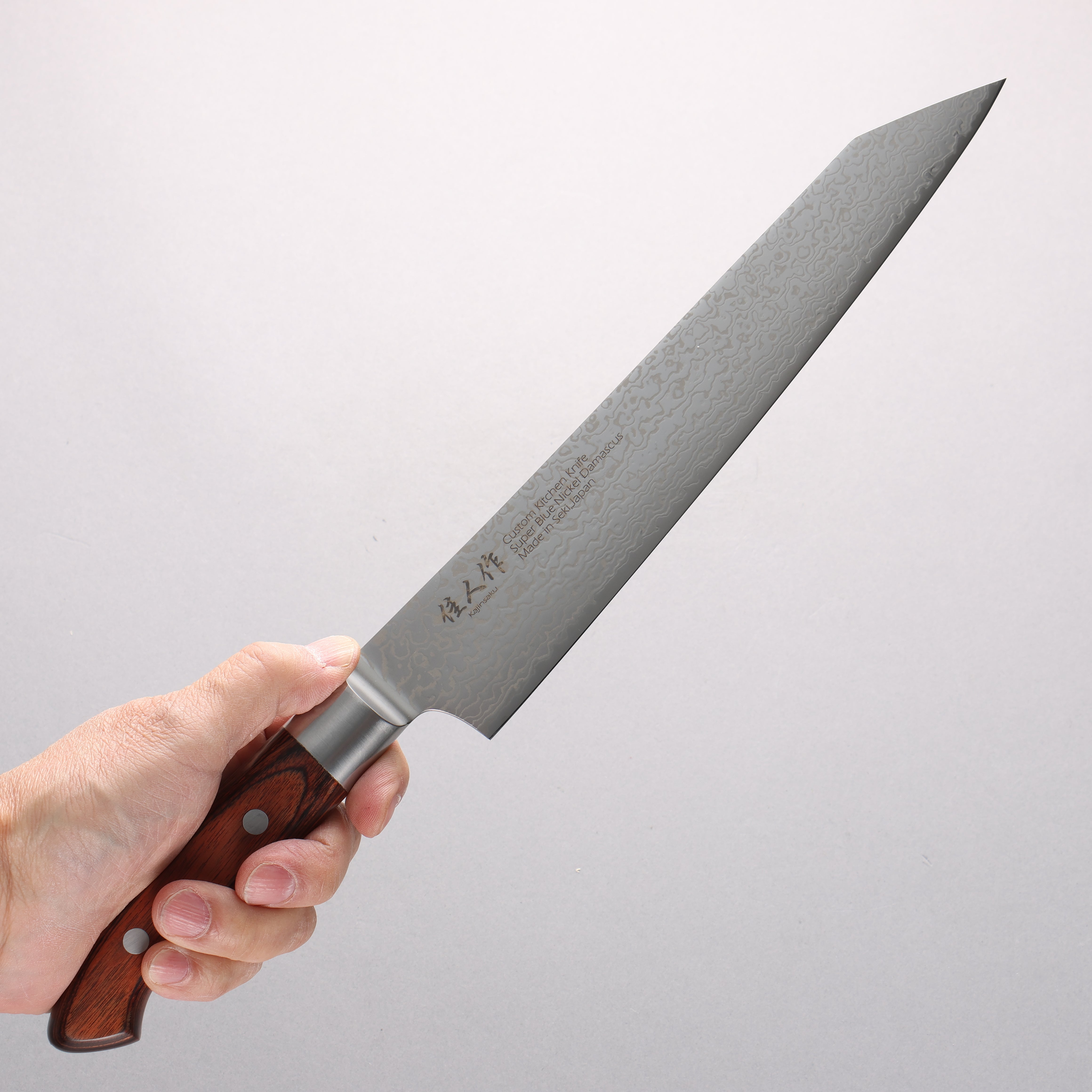 佳人 超級青鋼 大馬士革紋 切付筋引 240mm 桃花心木 握把 - 清助刃物