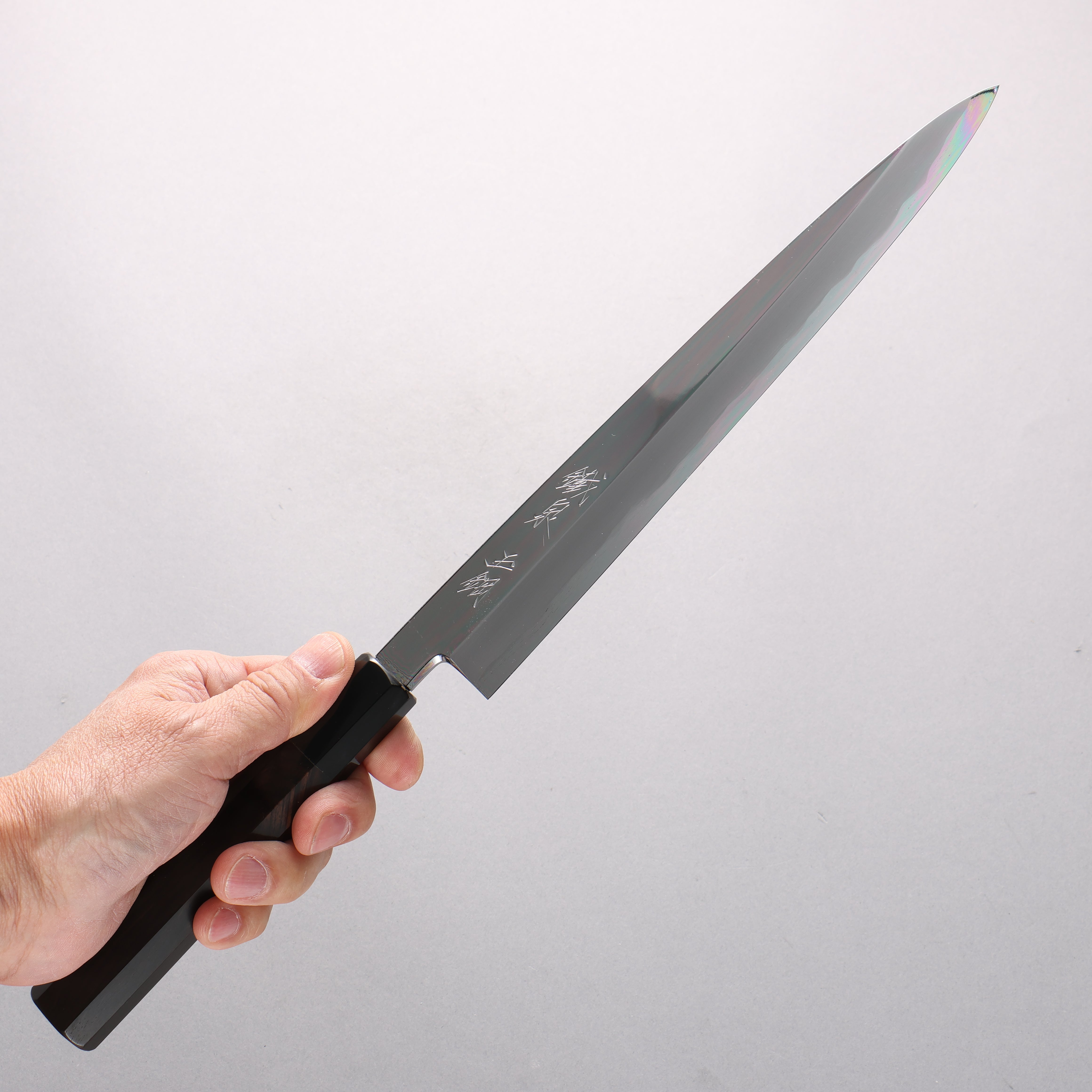 鐵泉 田中作 Tamahagane 鏡面處理 柳刃 240mm 黑檀 握把 附刀鞘 - 清助刃物