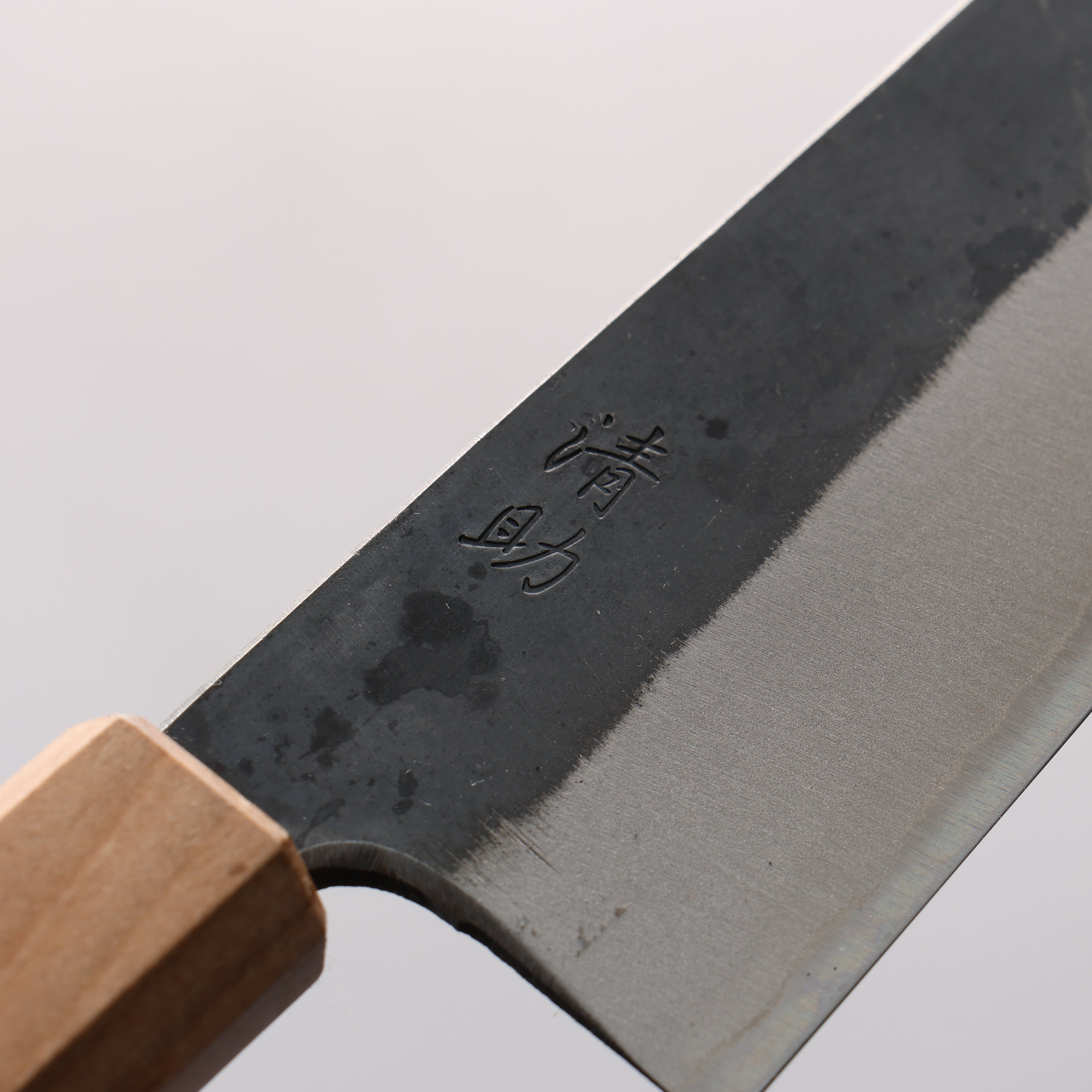 清助 青鋼二號 黑打 小文化刀 150mm 燒栗木(口輪:櫻花木) 握把 - 清助刃物