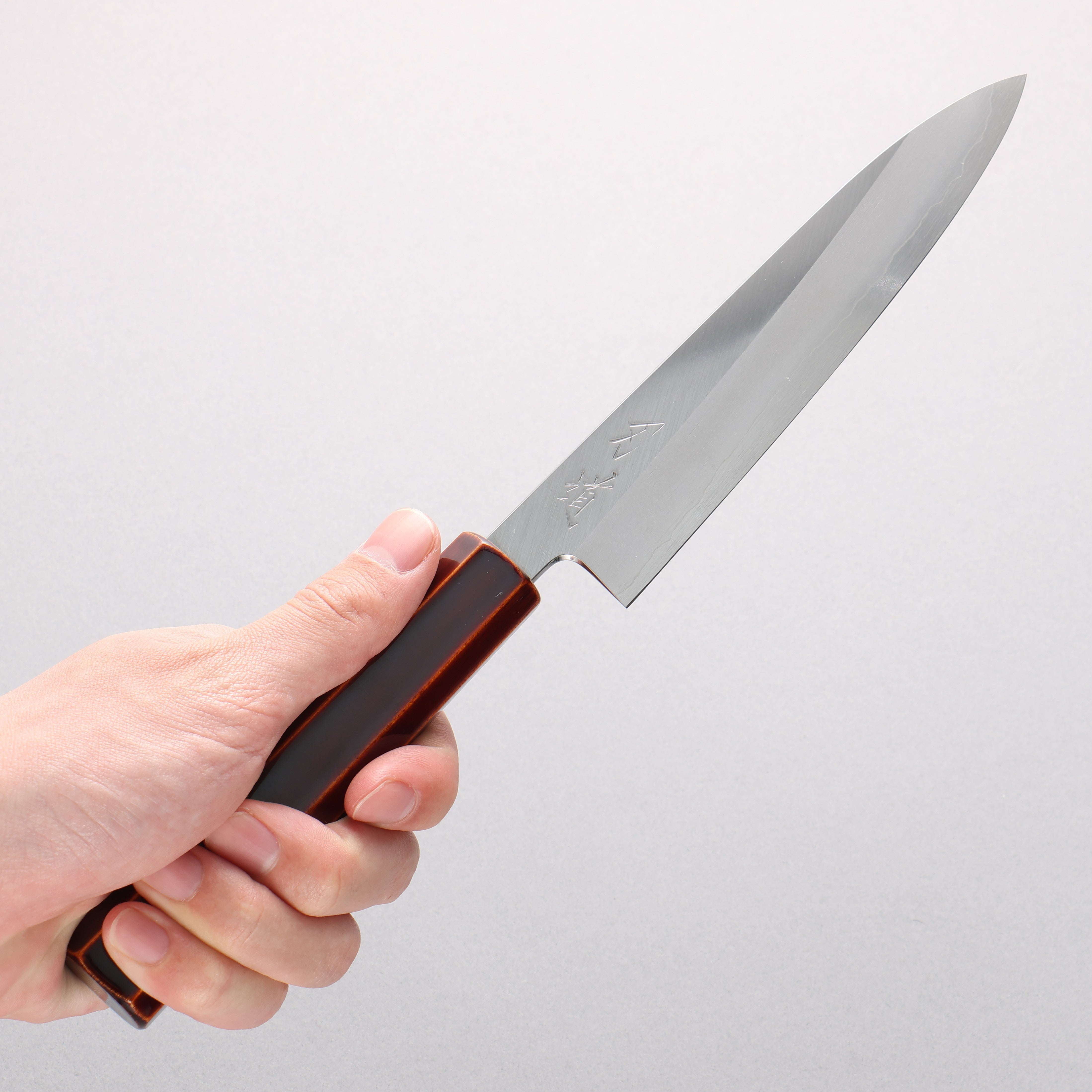 刃道 銀三鋼 打磨處理 多用途小刀 150mm 漆塗 (木地呂塗) 握把 - 清助刃物