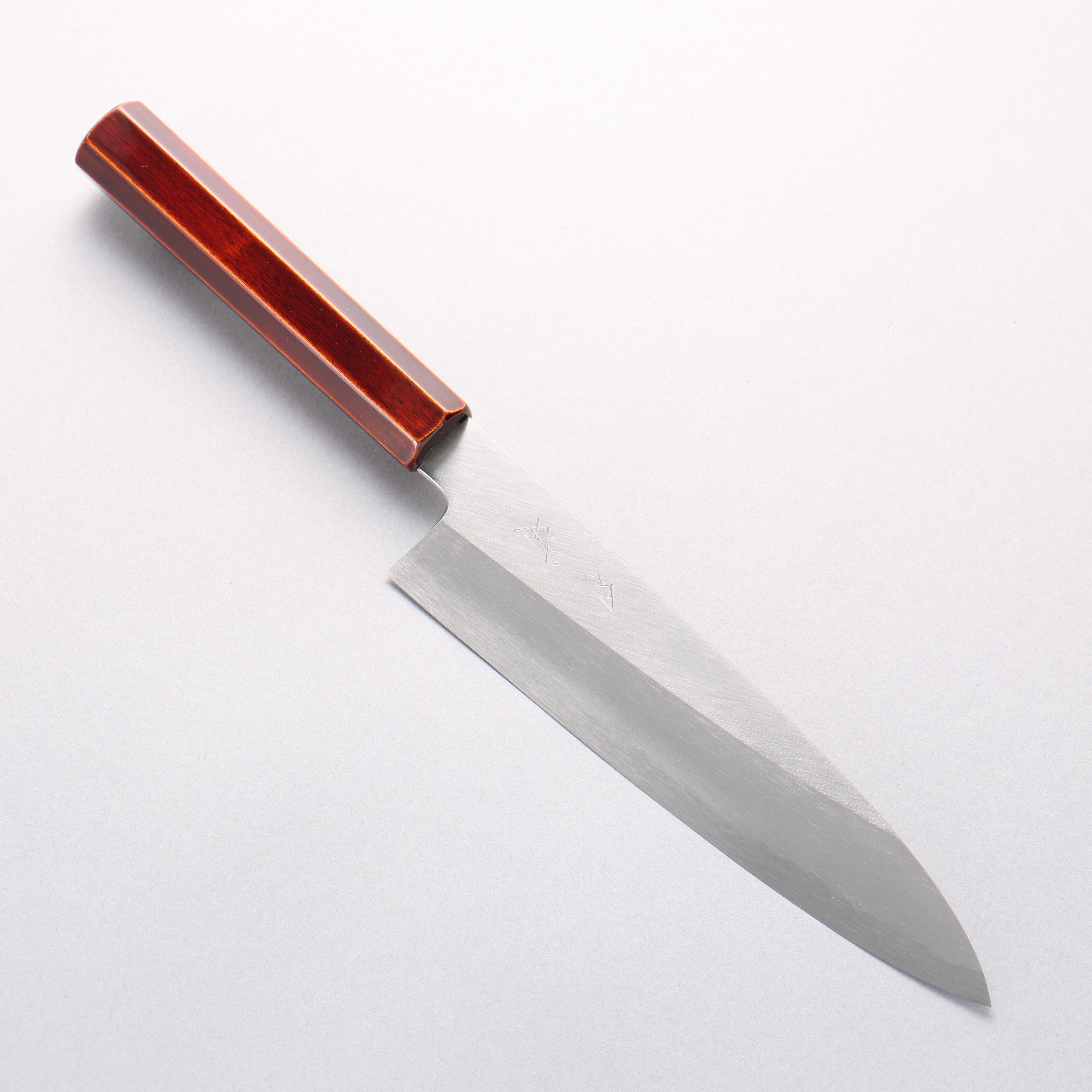 刃道 銀三鋼 打磨處理 牛刀 210mm 漆塗 (木地呂塗) 握把 - 清助刃物