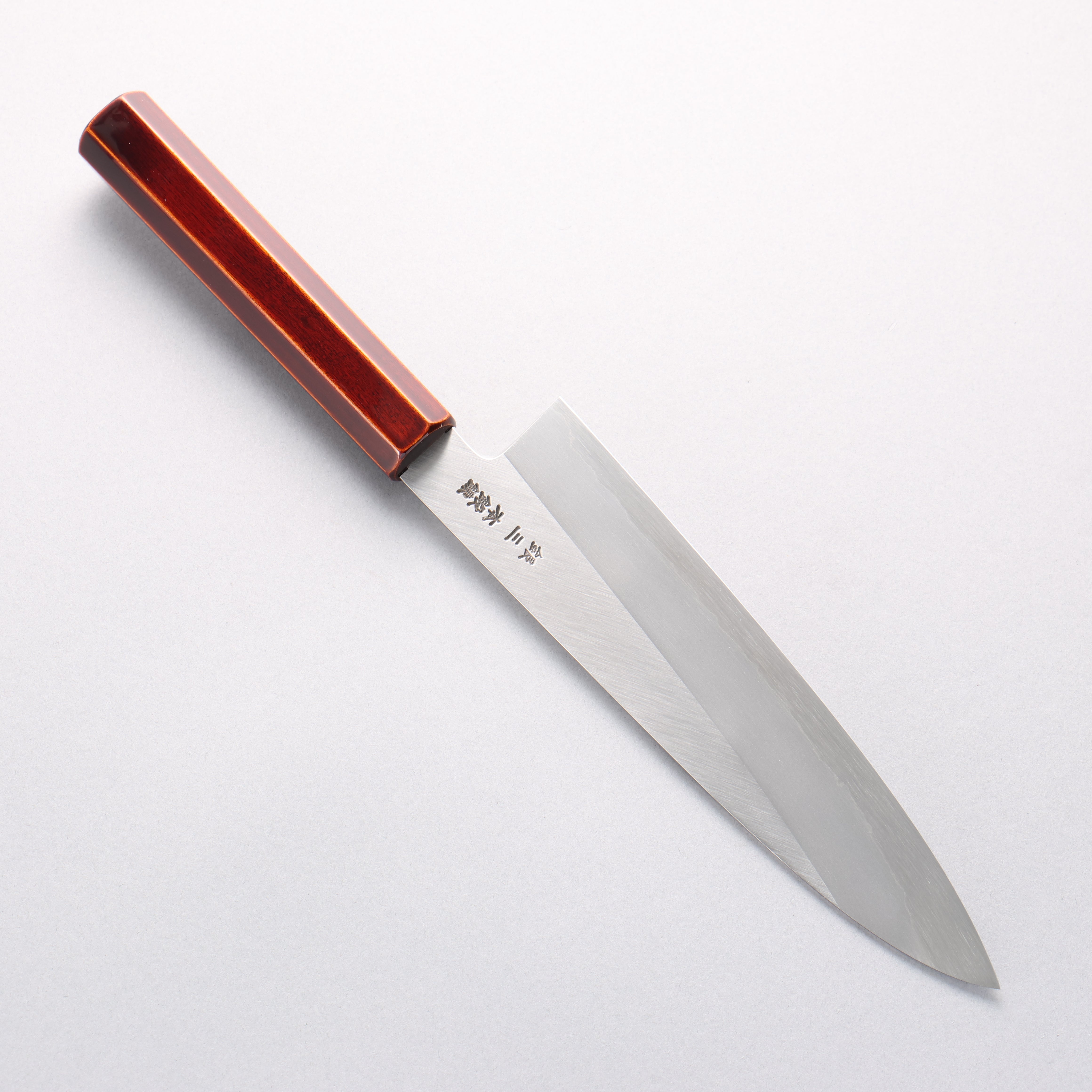 刃道 銀三鋼 打磨處理 牛刀 210mm 漆塗 (木地呂塗) 握把 - 清助刃物