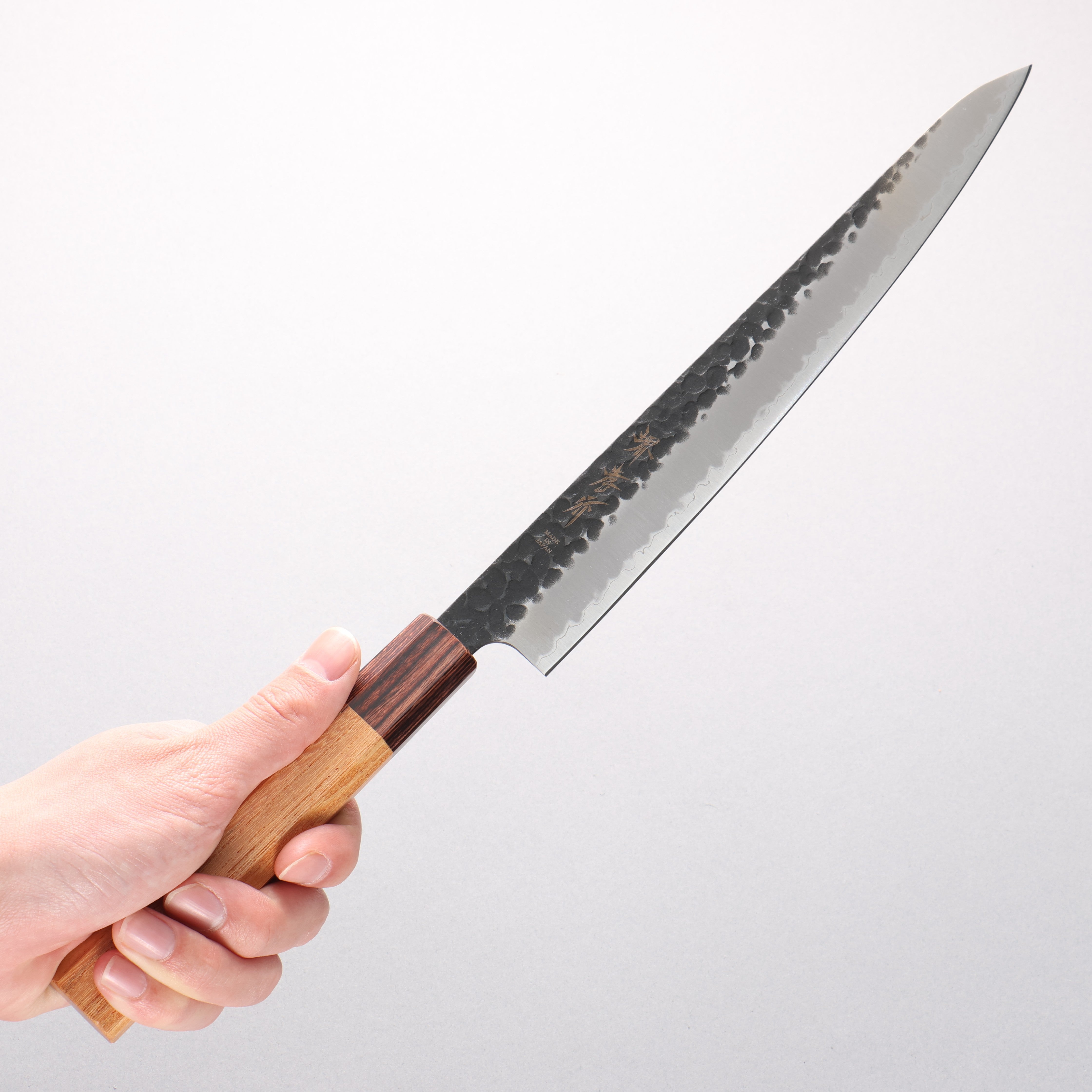 堺 孝行 超級青鋼 鎚目 黑打 筋引 240mm 櫸木握把 - 清助刃物