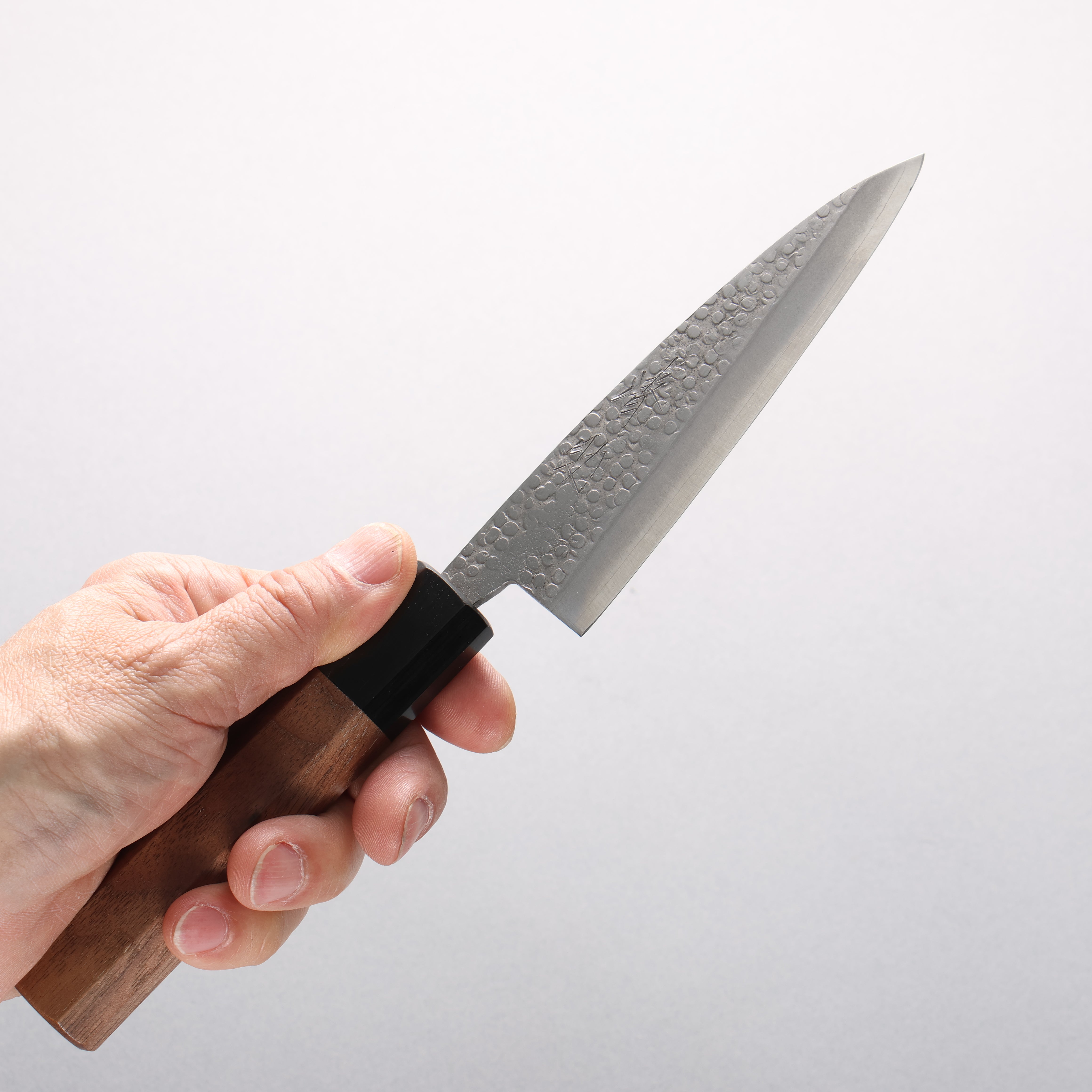 清助 銀三鋼 鎚目 (丸) 多用途小刀 120mm 核桃木 握把 - 清助刃物