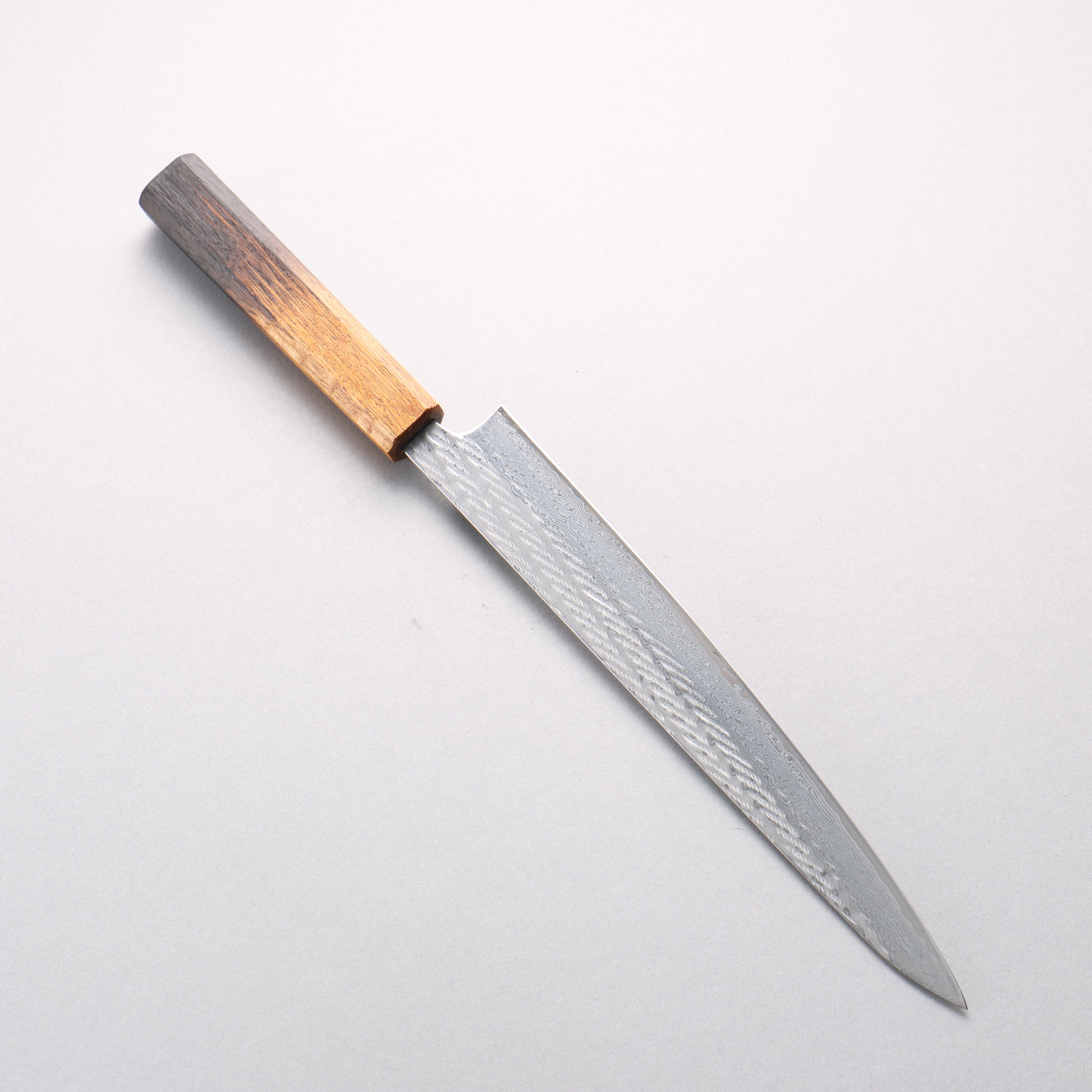 清助 AUS10 大馬士革紋 繩索紋樣 筋引 240mm 燒櫟木 握把 - 清助刃物