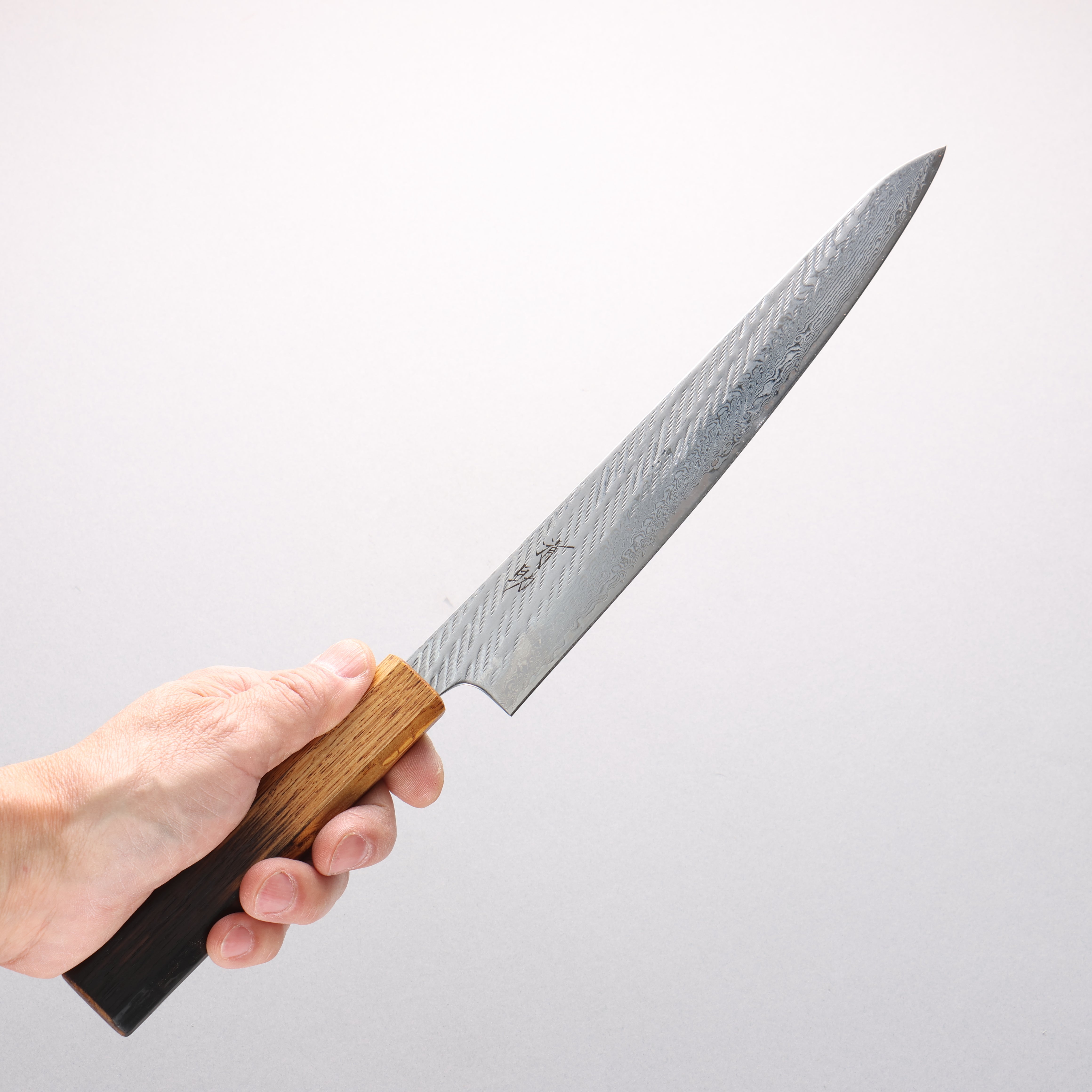 清助 AUS10 大馬士革紋 繩索紋樣 筋引 240mm 燒櫟木 握把 - 清助刃物