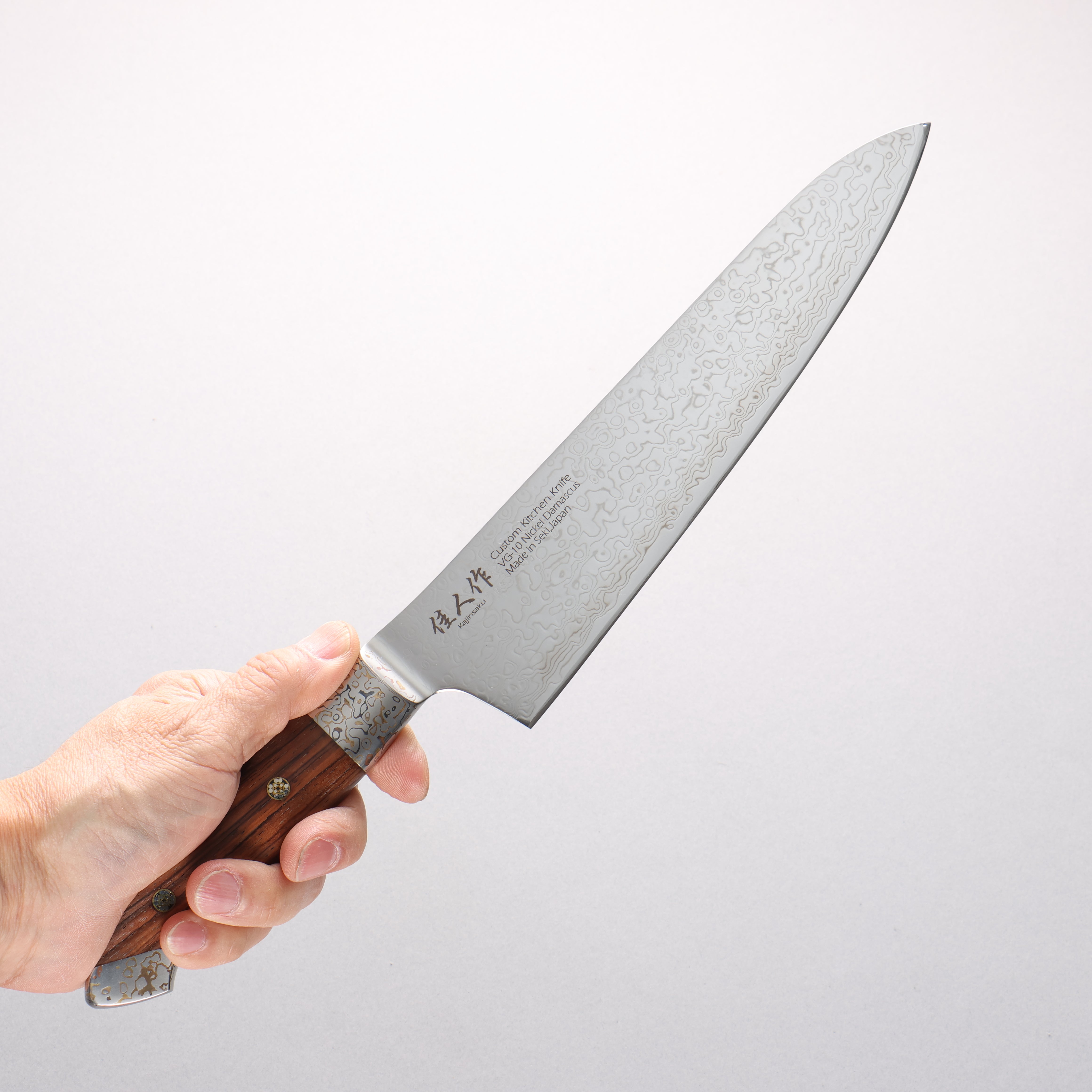 佳人 VG10 大馬士革紋 牛刀 210mm 紫檀木 握把 - 清助刃物