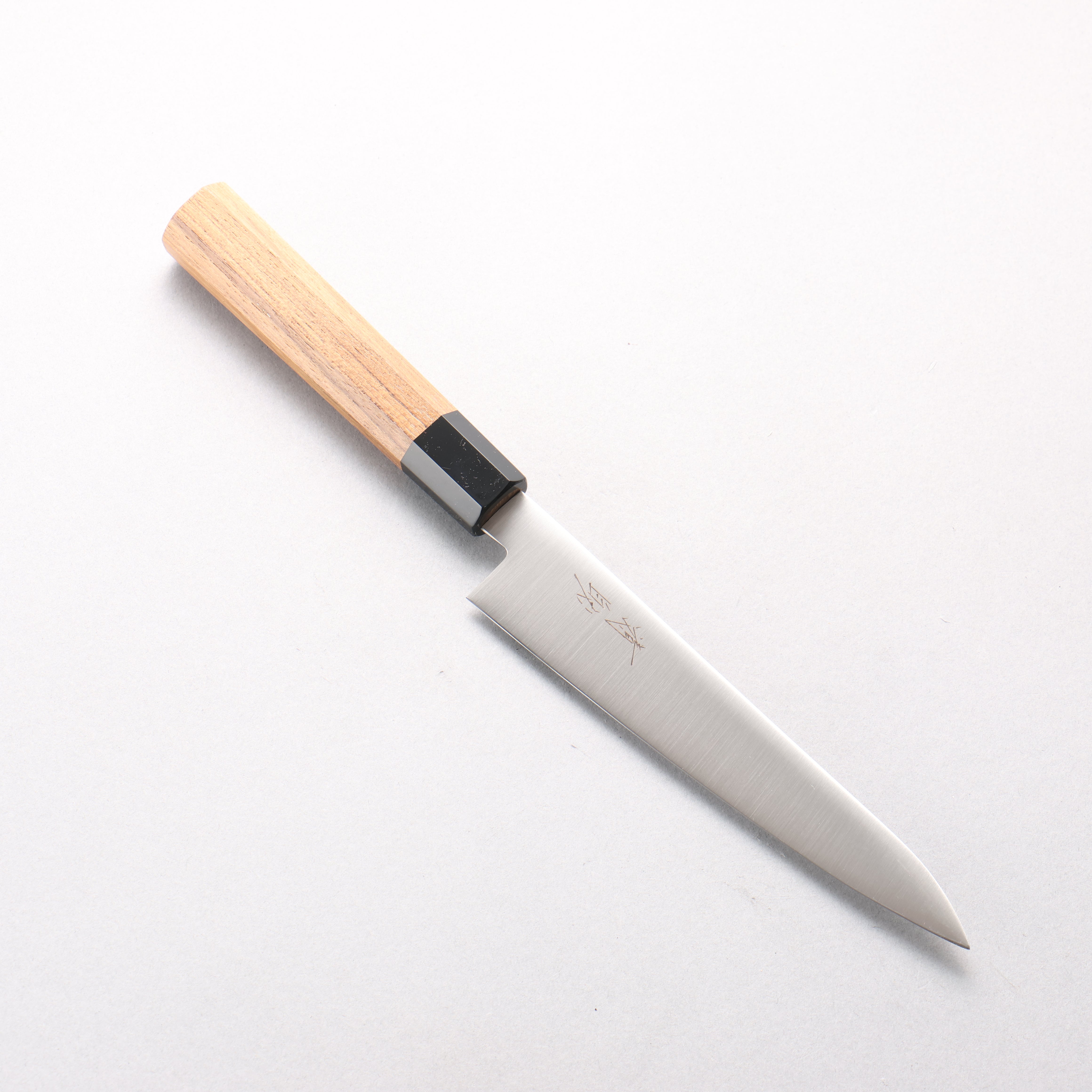 清助 不鏽鋼 多用途小刀 150mm 柚木 (口輪:黑塑膠) 握把 - 清助刃物