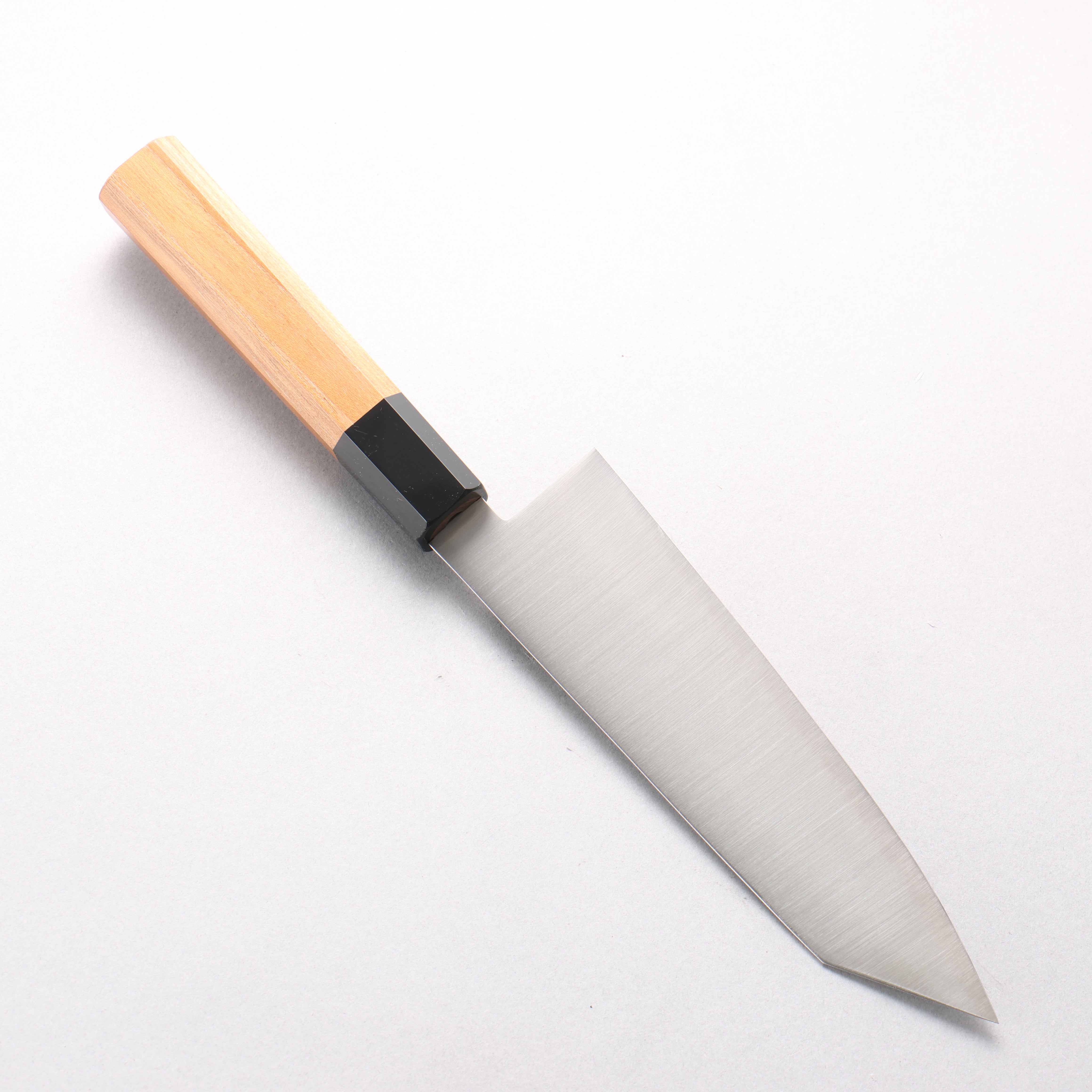 清助 不鏽鋼 切付三德刀 180mm 柚木 (口輪:黑塑膠) 握把 - 清助刃物
