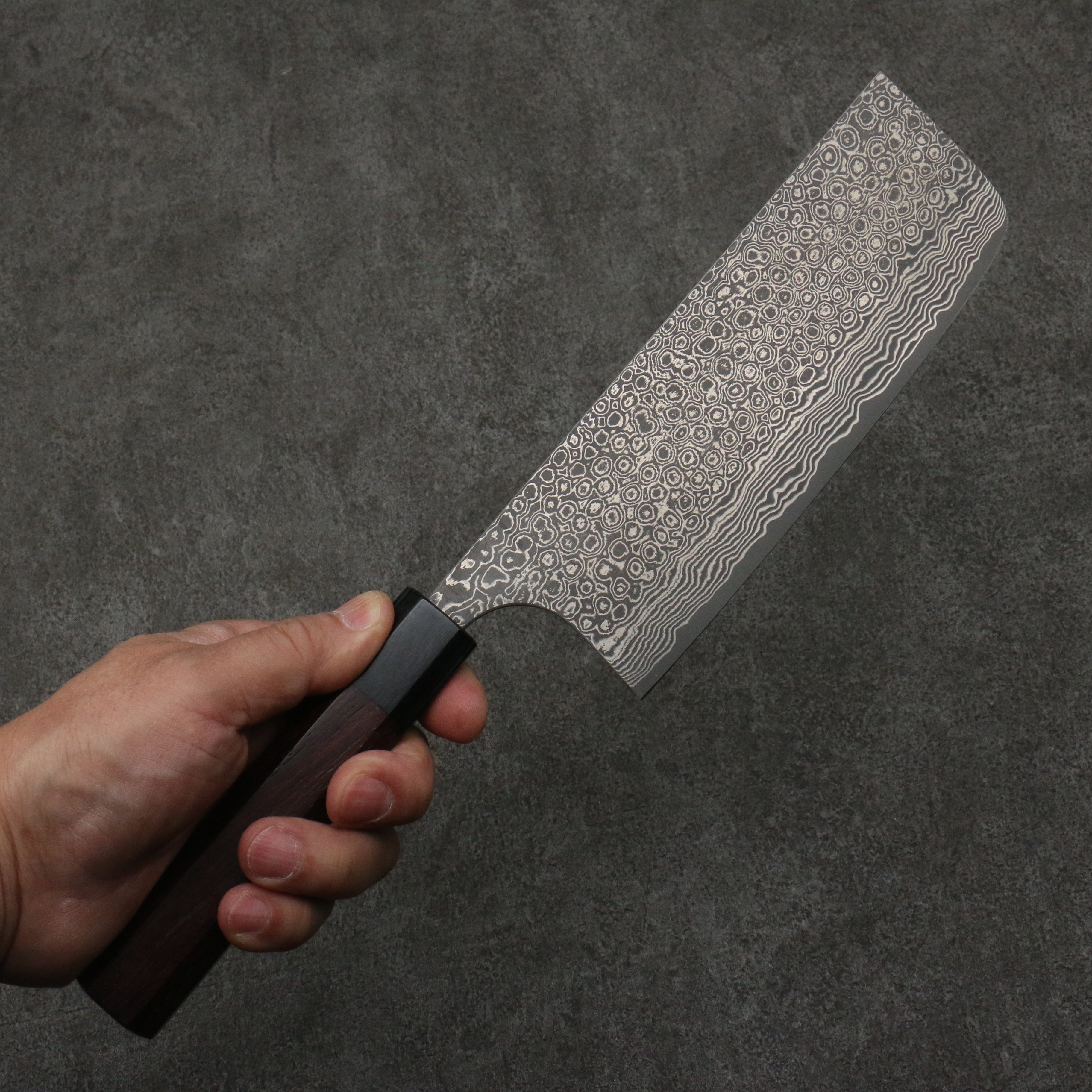 昌景 雲 VG10 大馬士革紋 菜切 165mm 紫檀木 握把 - 清助刃物