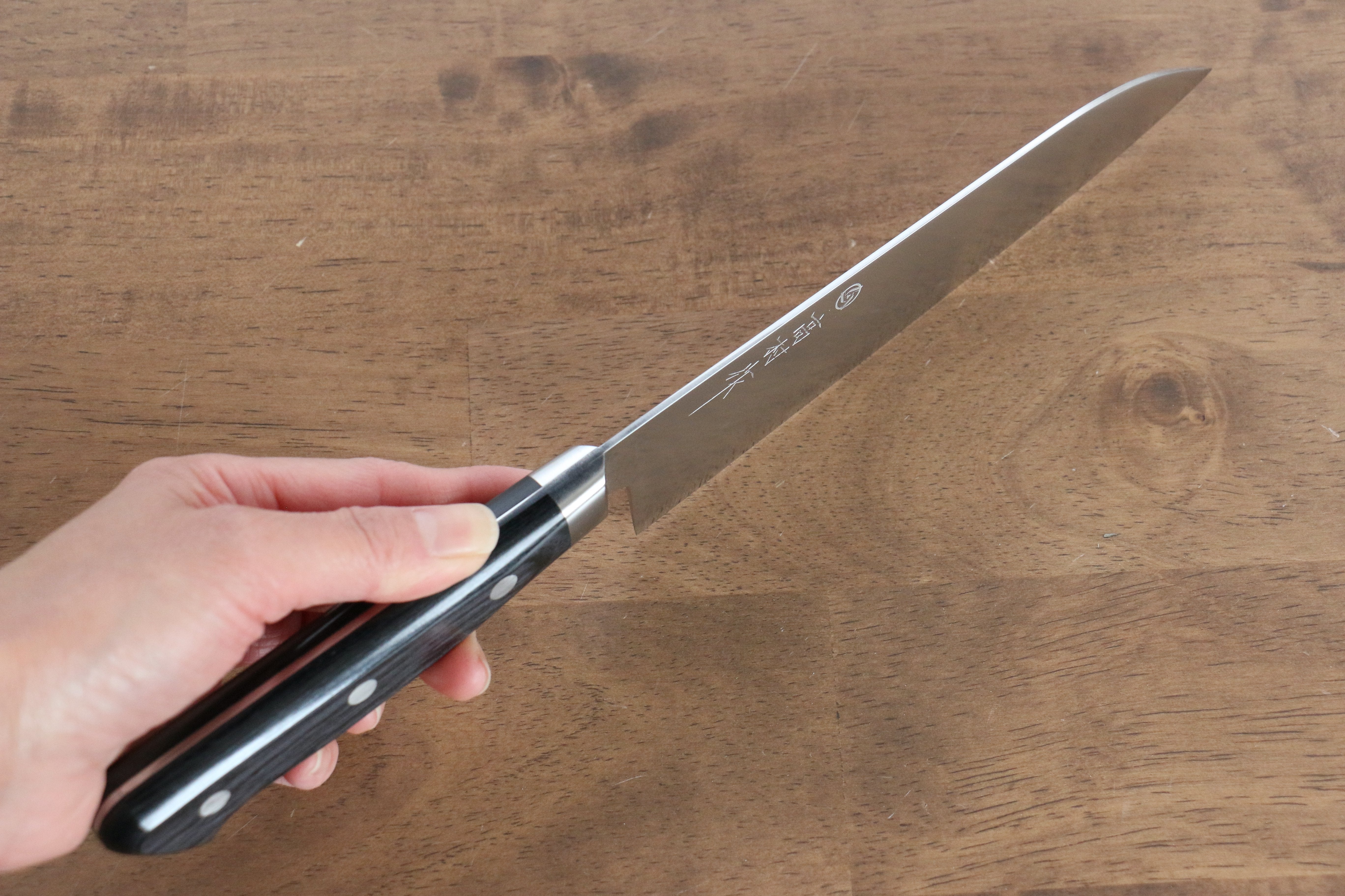 高村刃物 VG10 打磨處理 三德刀 170mm 黑合成木握把 - 清助刃物