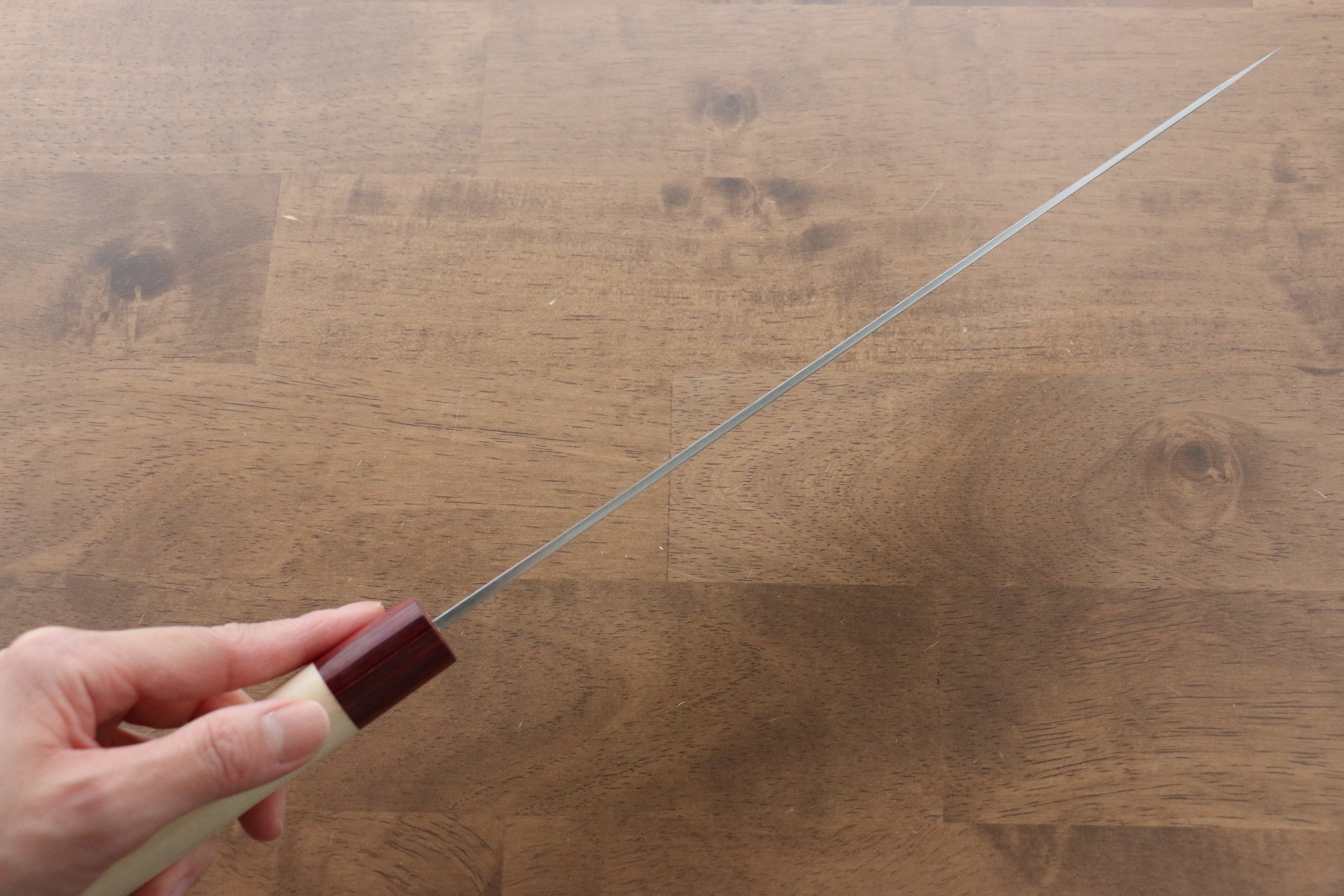 昌景 雪 白鋼二號 梨地 筋引 270mm 木蘭 握把 - 清助刃物