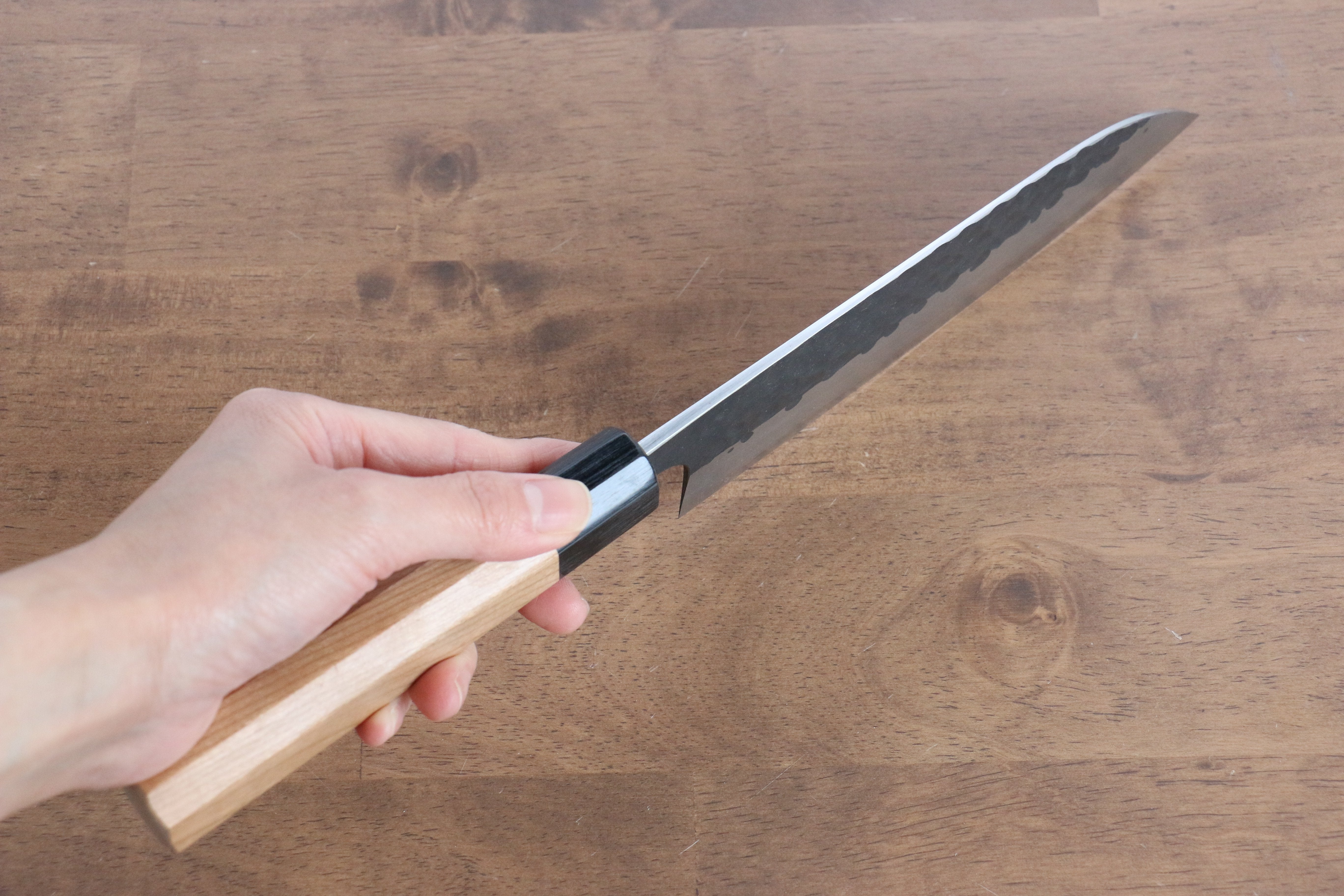 昌景 小石 超級青鋼 黑打 三德刀 165mm 美國櫻桃木 握把 - 清助刃物