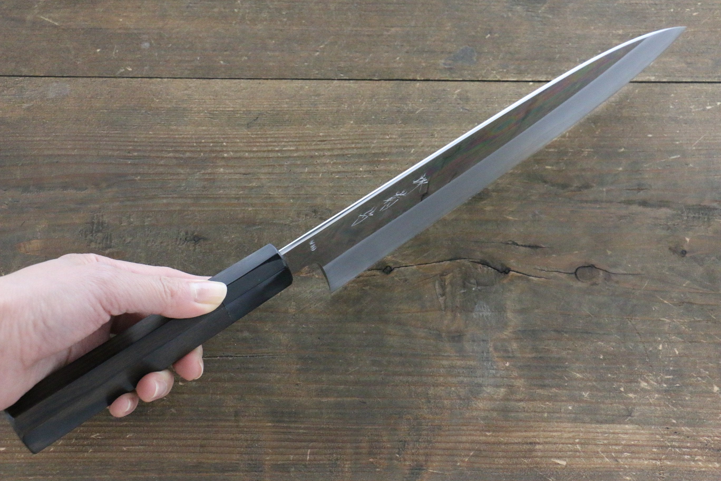 堺 菊守 VG10 鏡面處理 牛刀 240mm 黑檀握把 - 清助刃物