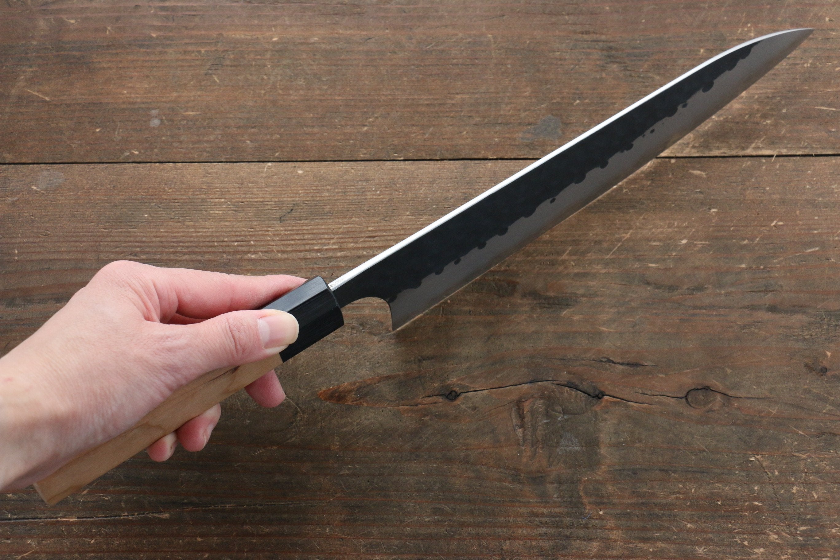 昌景 小石 超級青鋼 黑打 牛刀 210mm 美國櫻桃木 握把 - 清助刃物