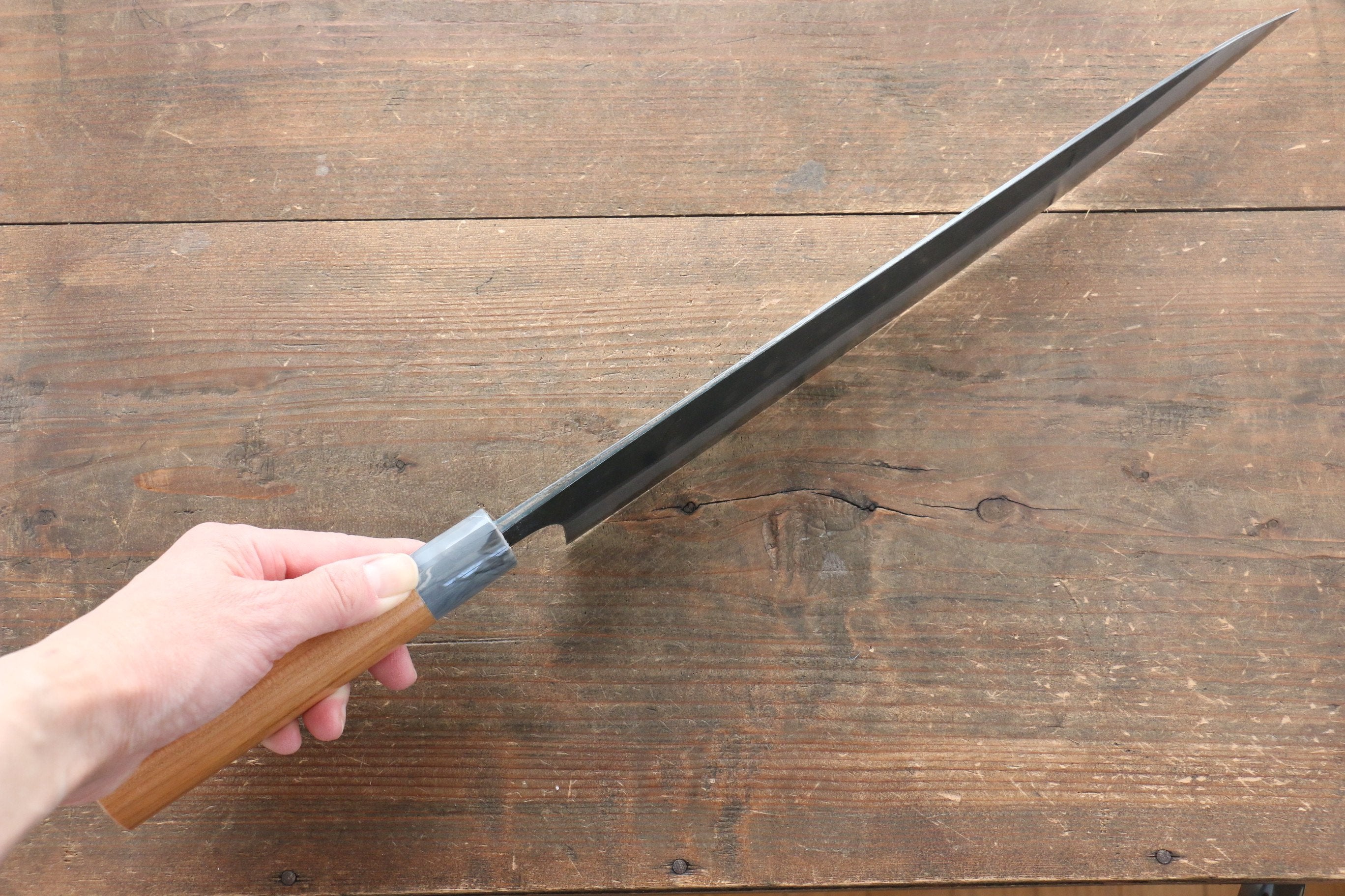 昌景 水 青鋼二號 黑打 筋引 300mm 美國櫻桃木握把 - 清助刃物