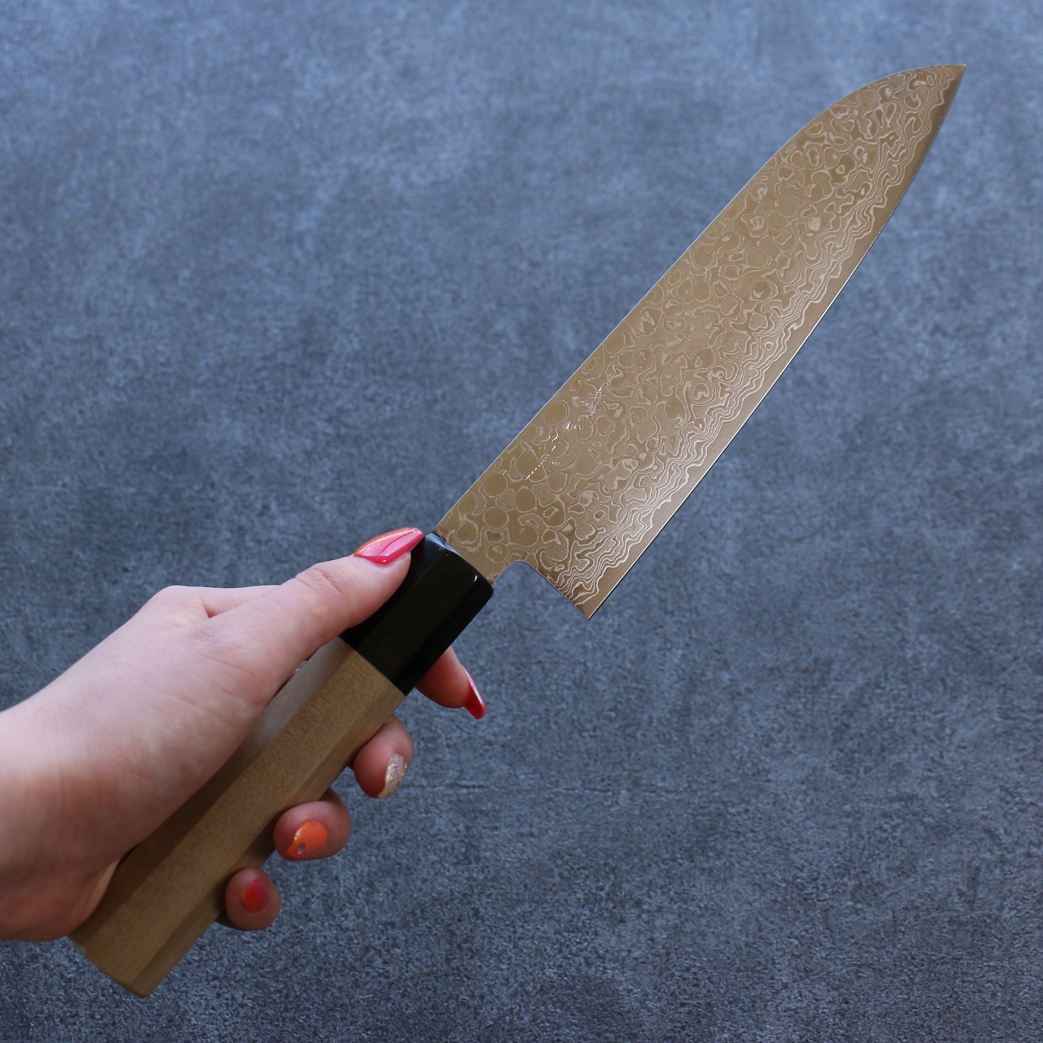 三寿ゞ (Misuzu) AUS10 大馬士革紋 打磨處理 三德刀 180mm 木蘭 握把 - 清助刃物