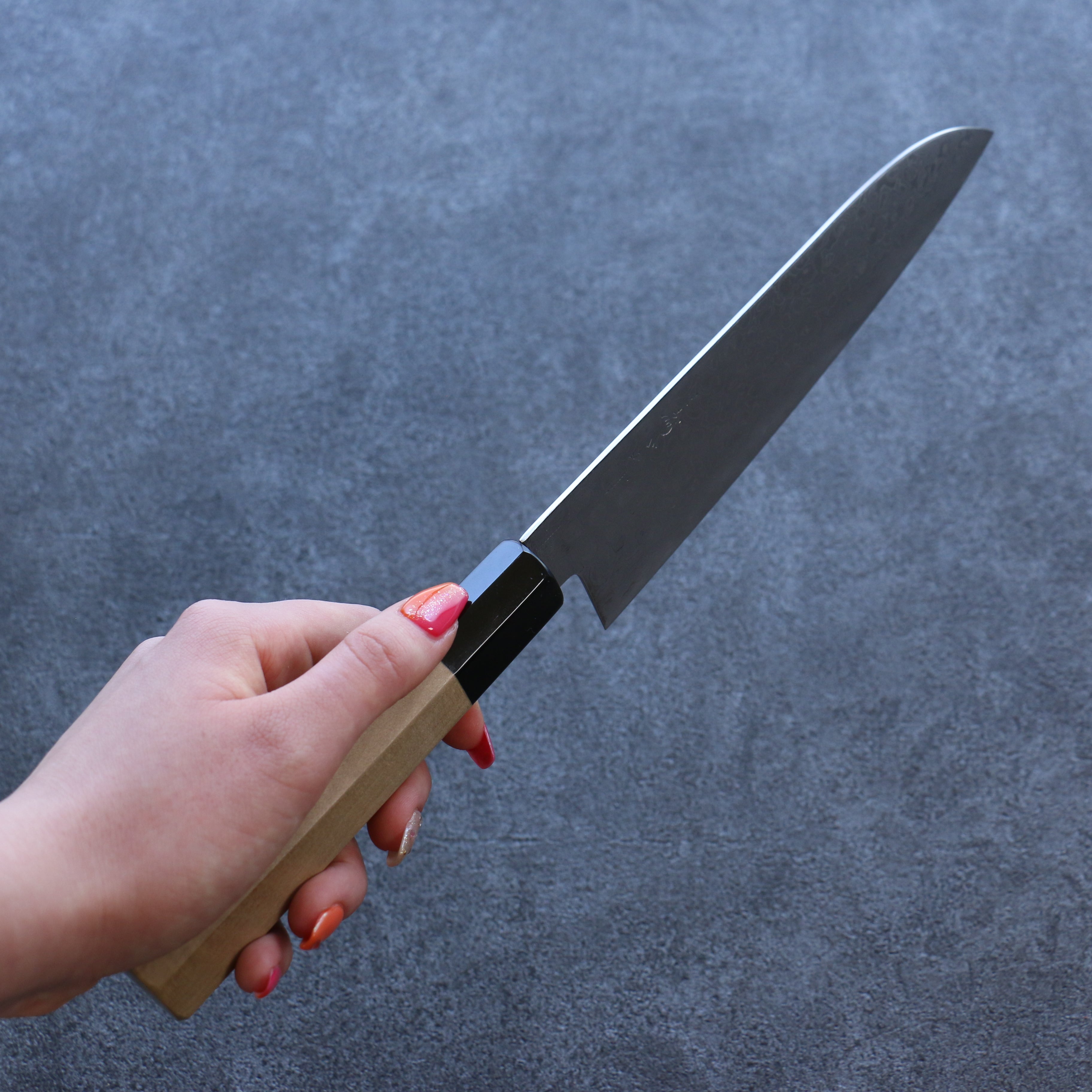 三寿ゞ (Misuzu) AUS10 大馬士革紋 打磨處理 三德刀 180mm 木蘭 握把 - 清助刃物