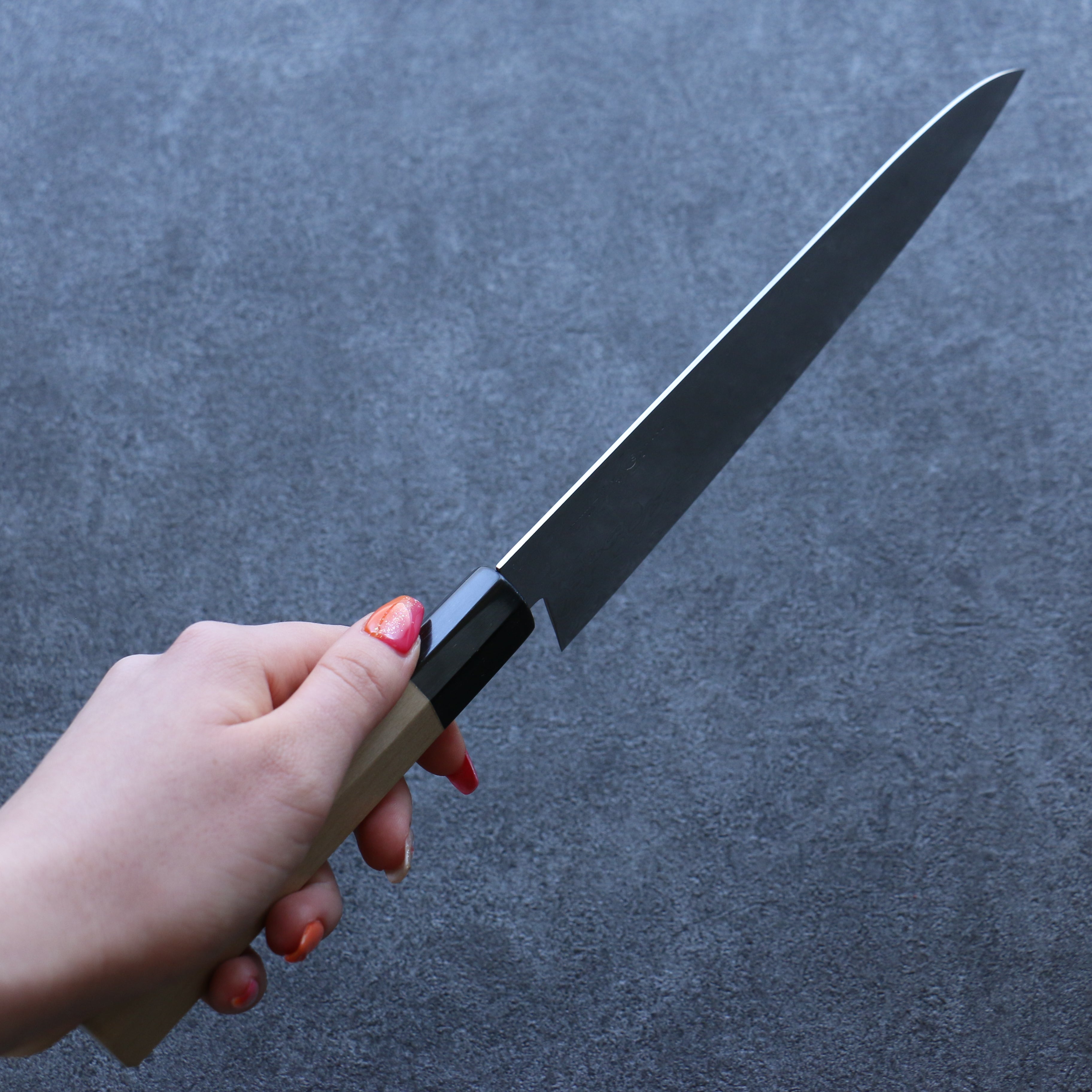 三寿ゞ (Misuzu) AUS10 大馬士革紋 打磨處理 牛刀 210mm 木蘭 握把 - 清助刃物