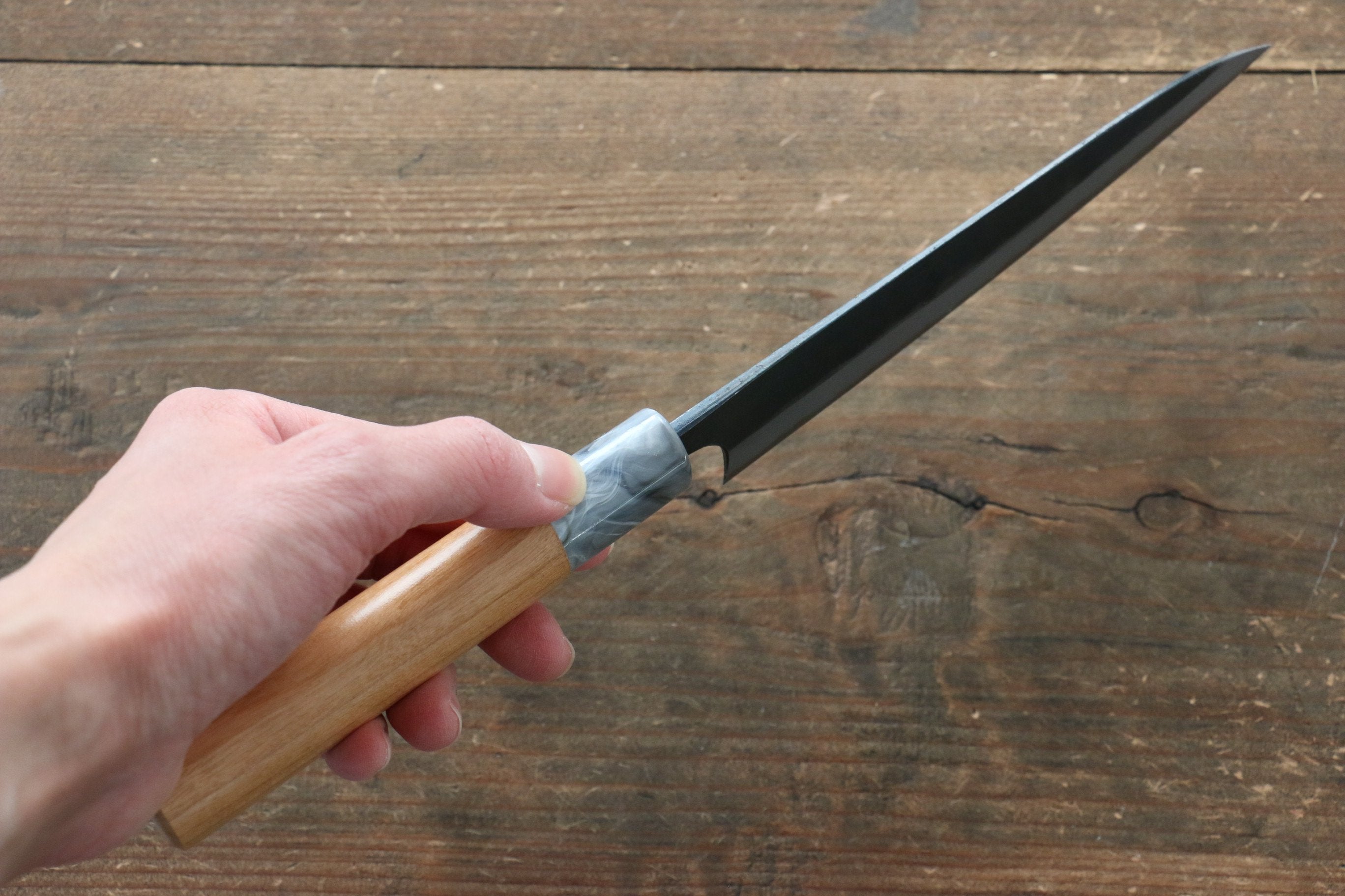 昌景 水 青鋼二號 黑打 多用途小刀 150mm 美國櫻桃木 握把 - 清助刃物