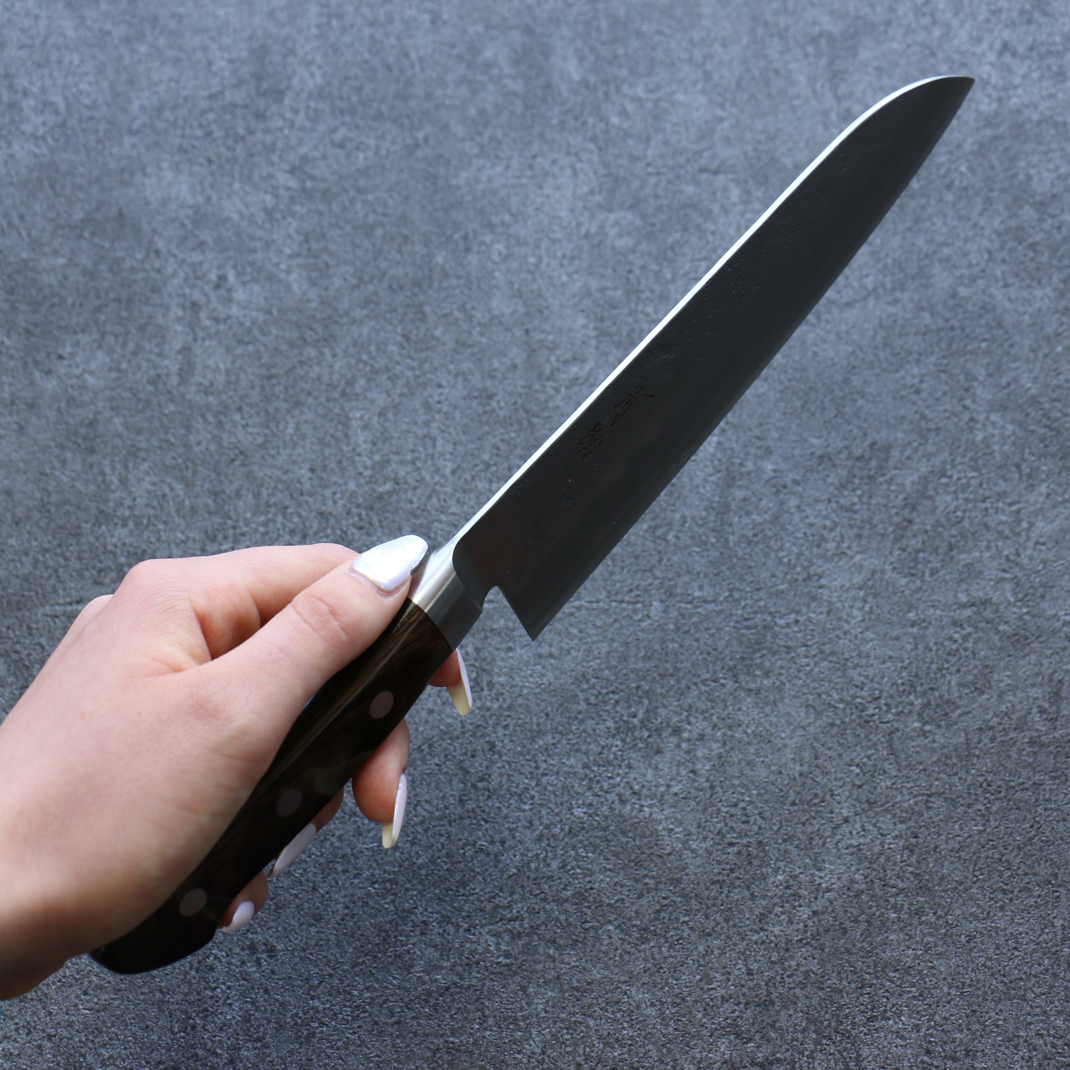 清助 銀三鋼 梨地 三德刀 180mm 茶色合成木 握把 - 清助刃物