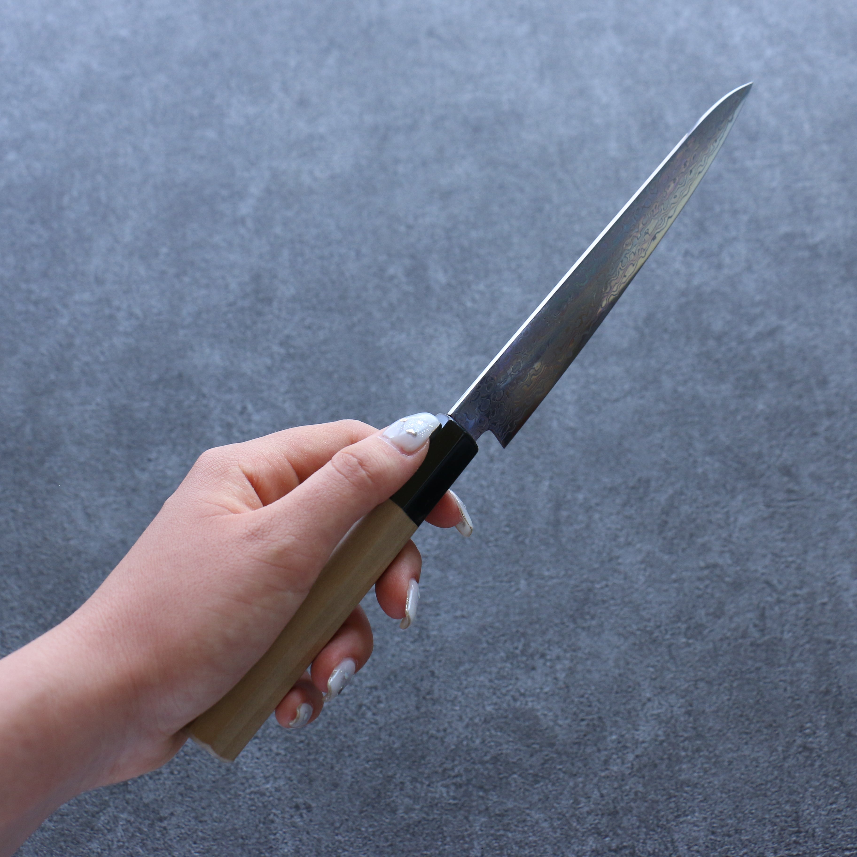 三寿ゞ (Misuzu) AUS10 大馬士革紋 打磨處理 多用途小刀 150mm 木蘭 握把 - 清助刃物