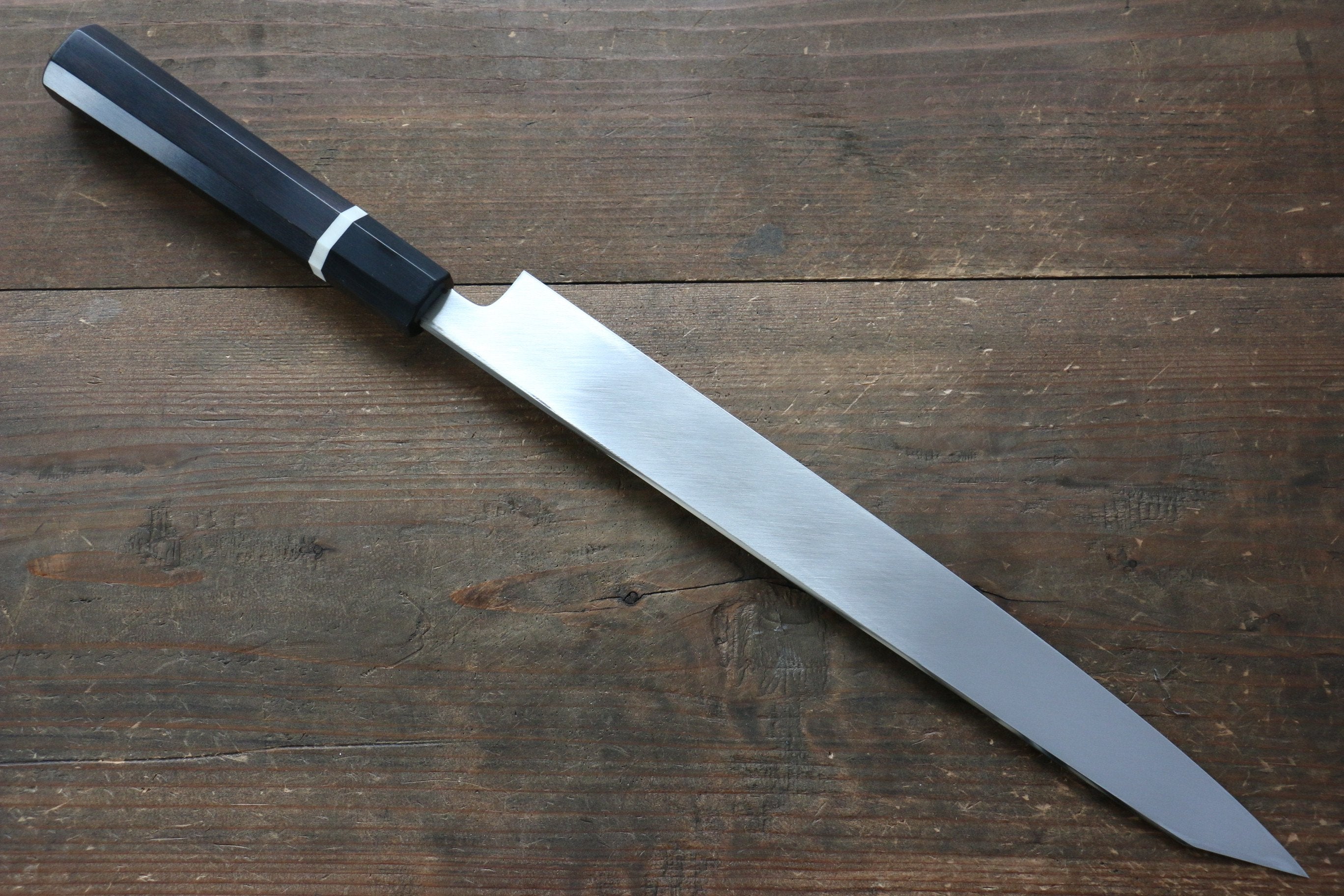 堺 菊守 SG2 鏡面處理 切付柳刃 300mm 黑檀(帶白色環型設計)握把 - 清助刃物