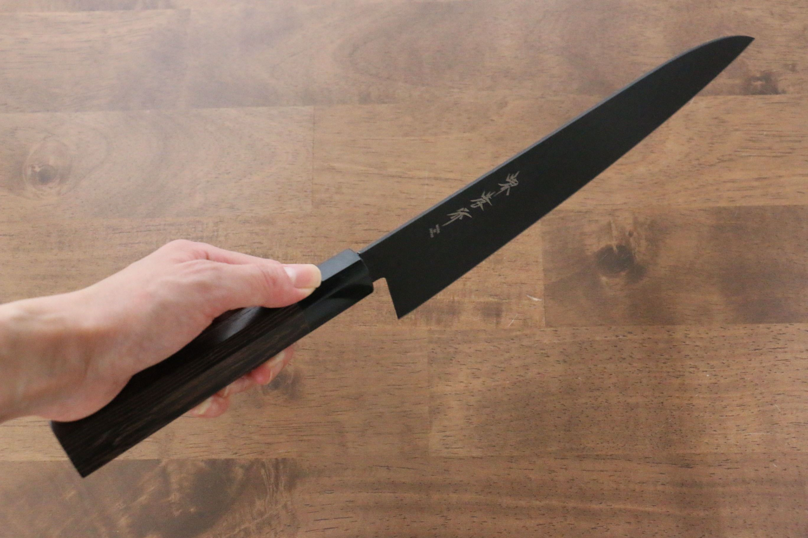 堺 孝行 黑影 VG10 鎚目 鐵氟龍塗層 牛刀 240mm 雞翅木 握把 - 清助刃物